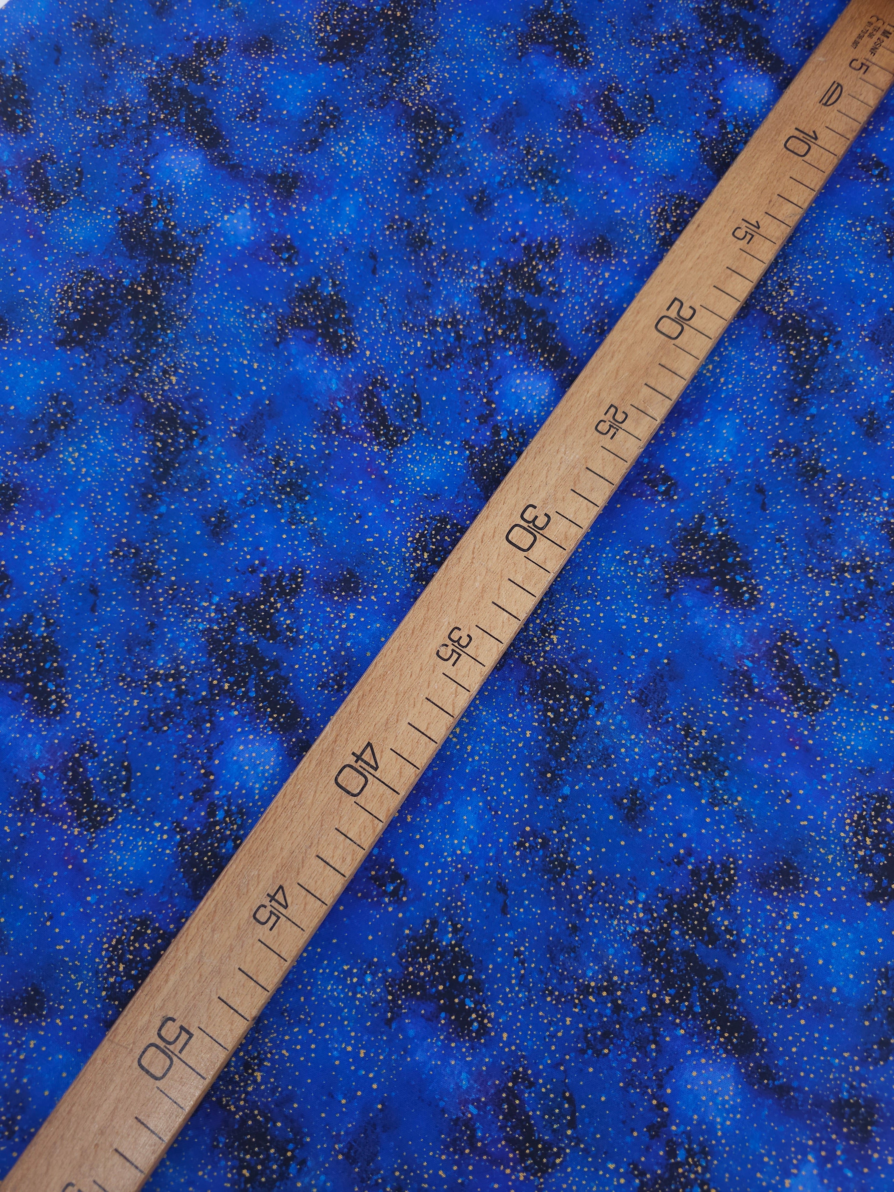 Midnight Blue/Gold Glitter Clouds 100% Cotton