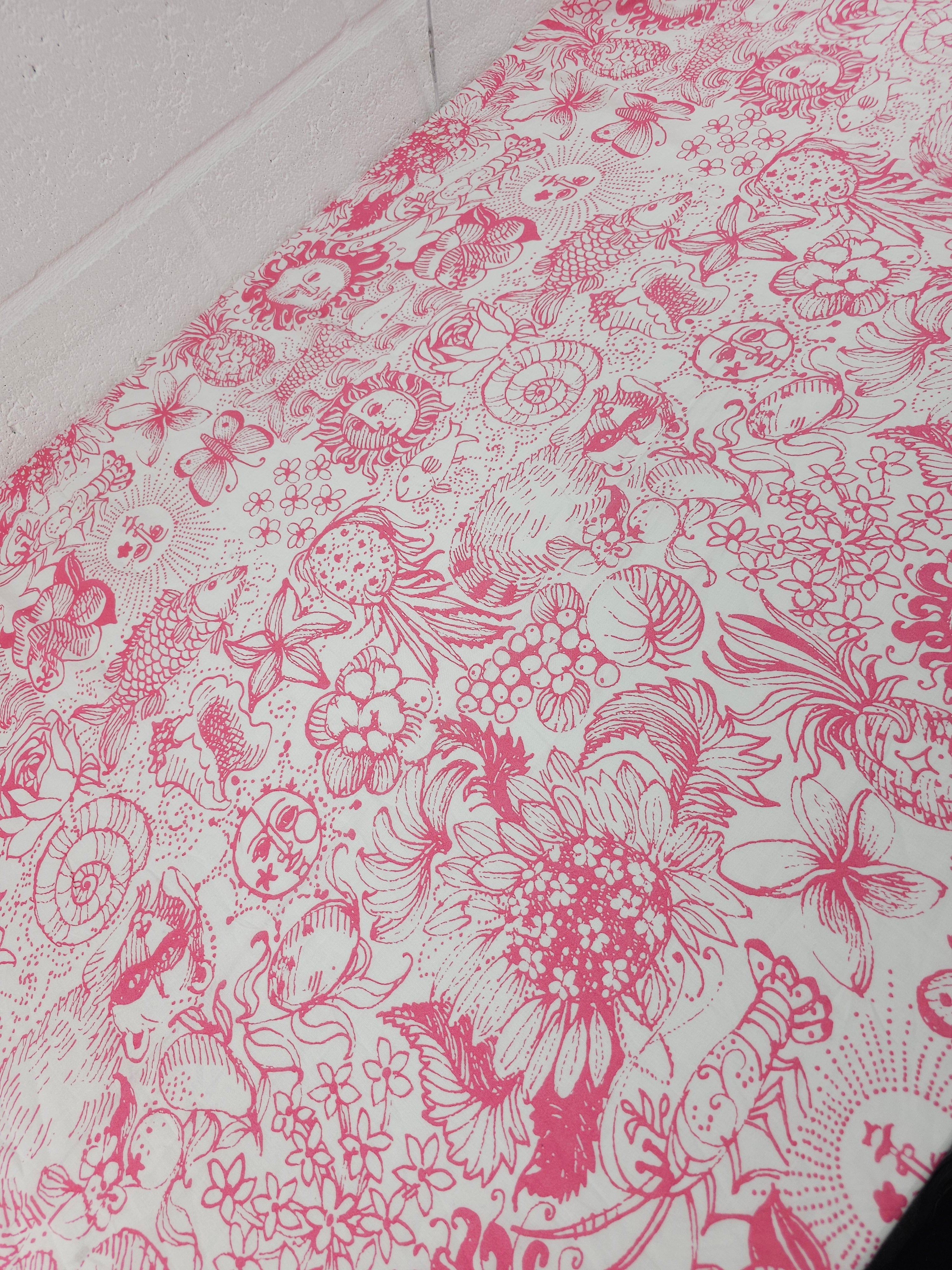 Rosewood Pink Celestial Sea Floral Lightweight Cotton - Lilly Pulitzer