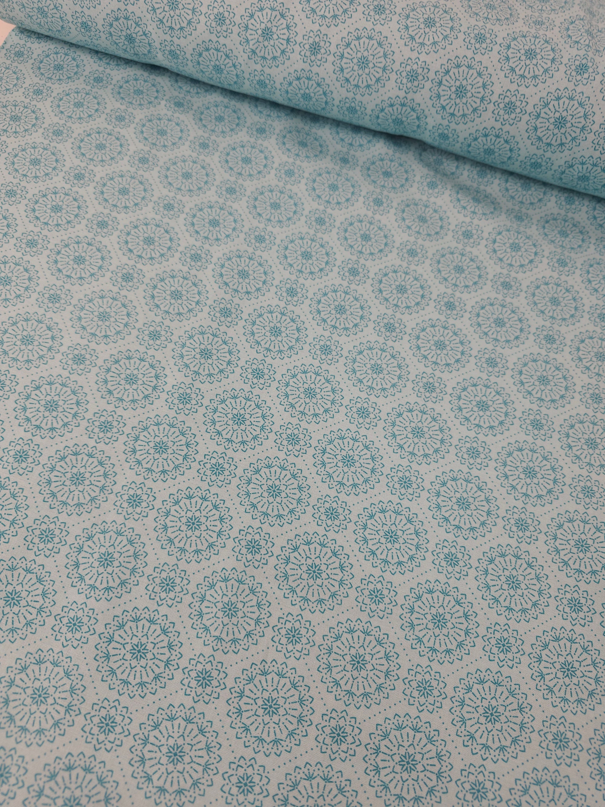 Light Blue Mandala Circle 100% Cotton
