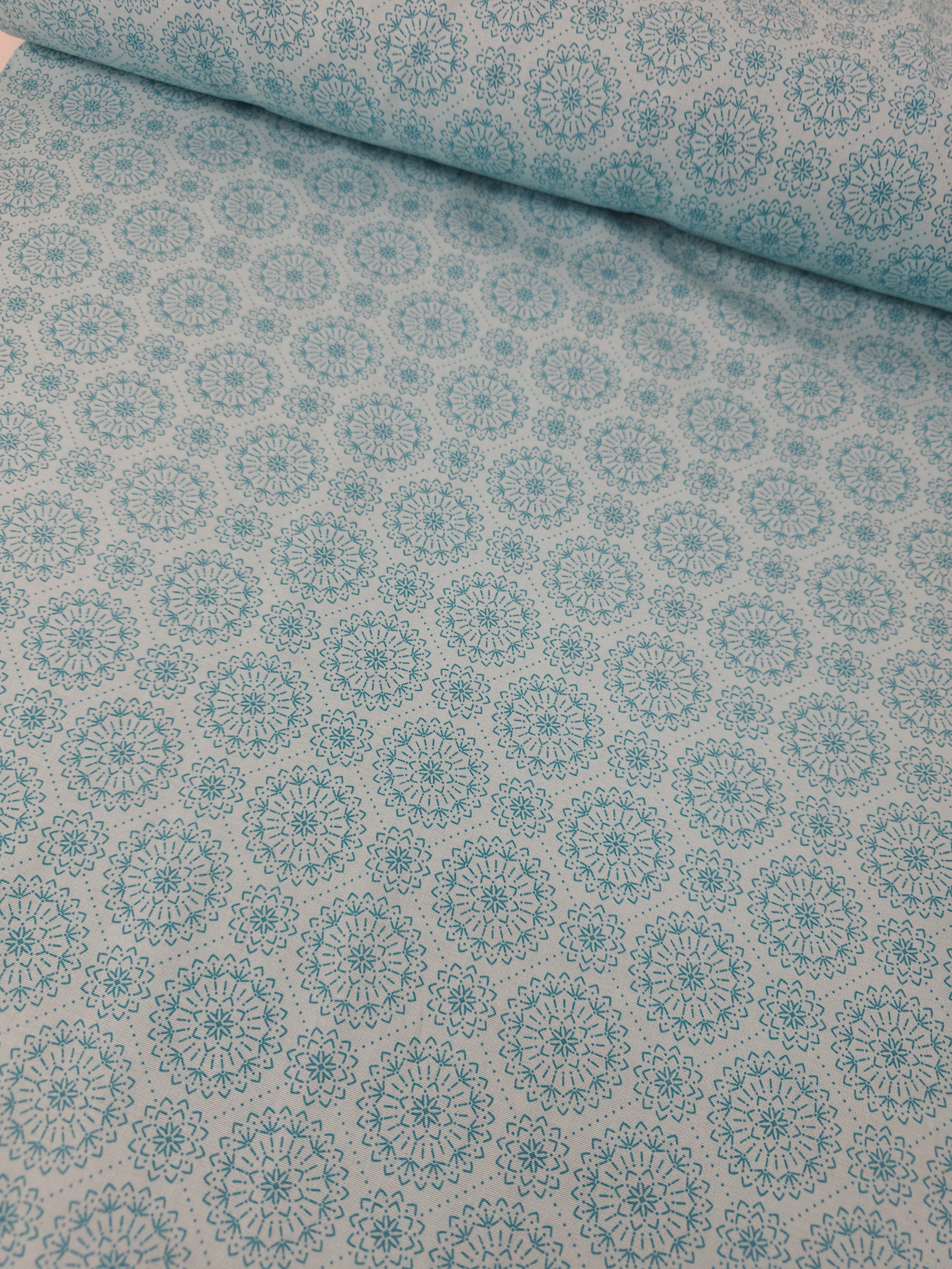 Light Blue Mandala Circle 100% Cotton