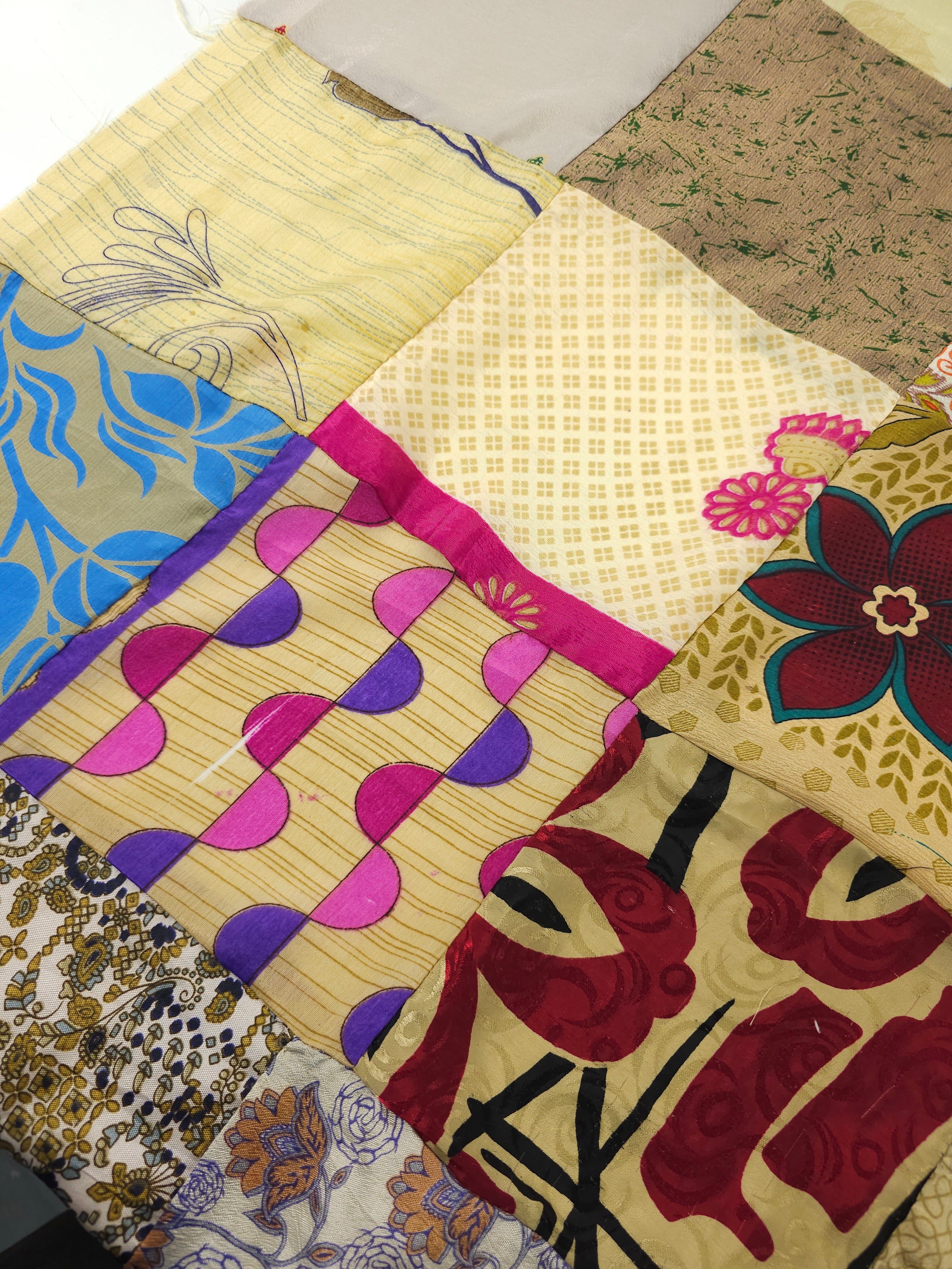 Multi Pattern Silk Patchwork