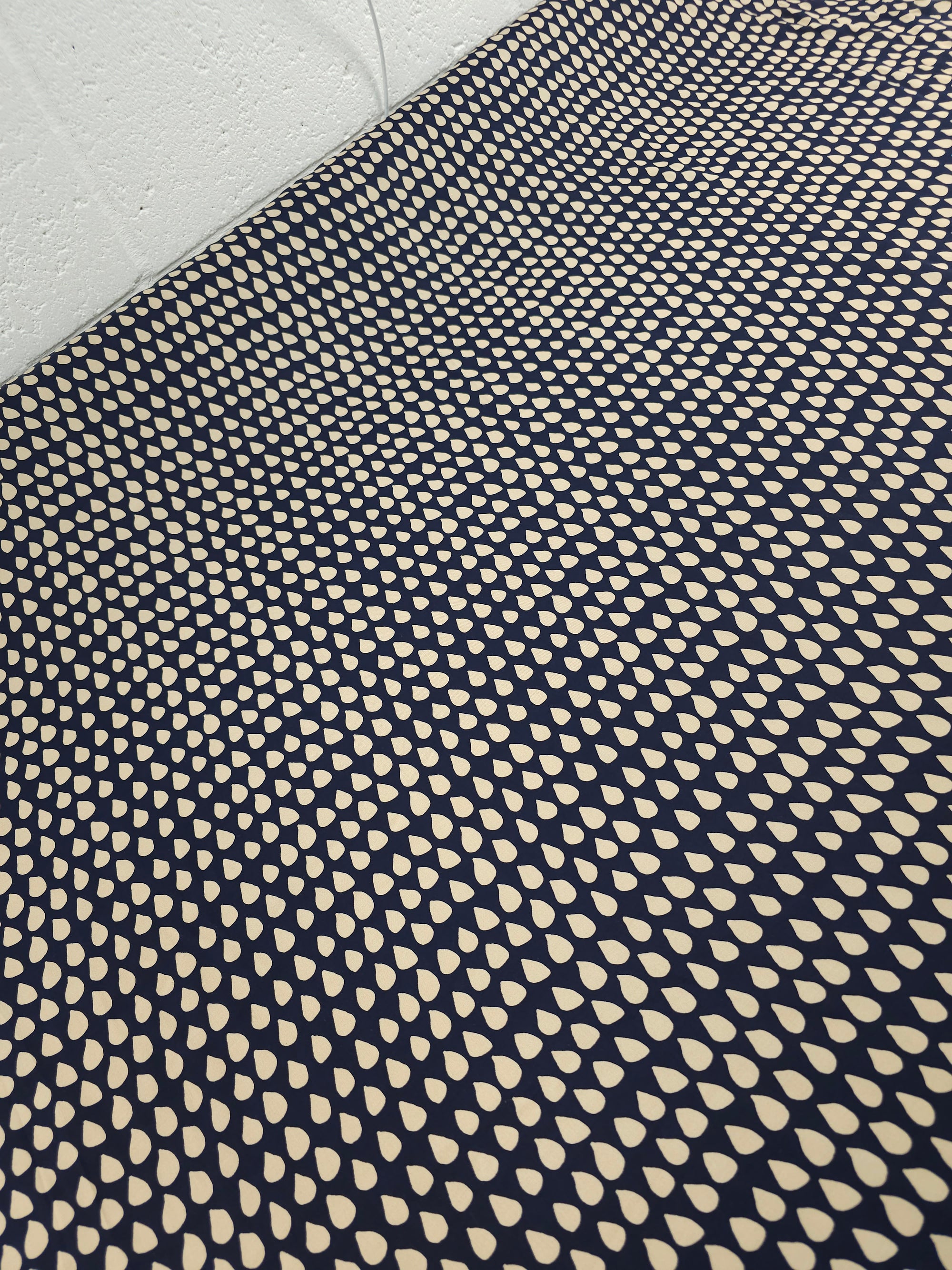 Navy/Beige Droplet Viscose Satin