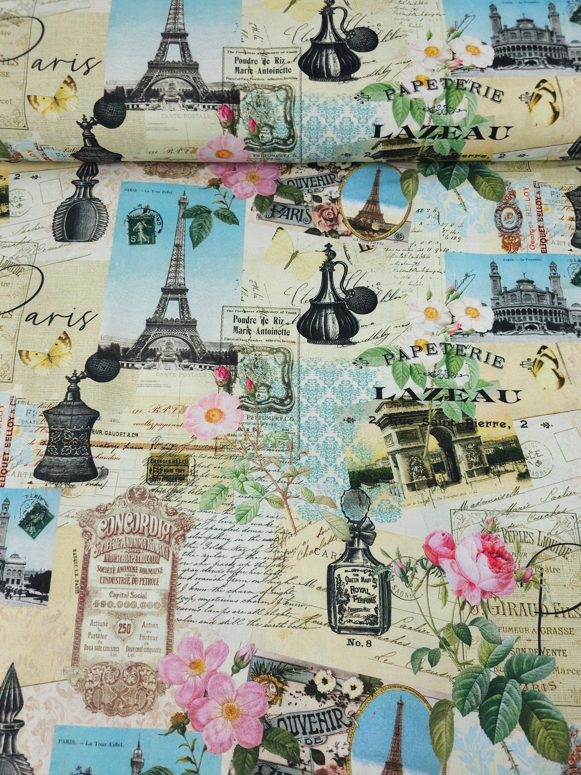 Belle Fleur Paris Collage 100% Cotton