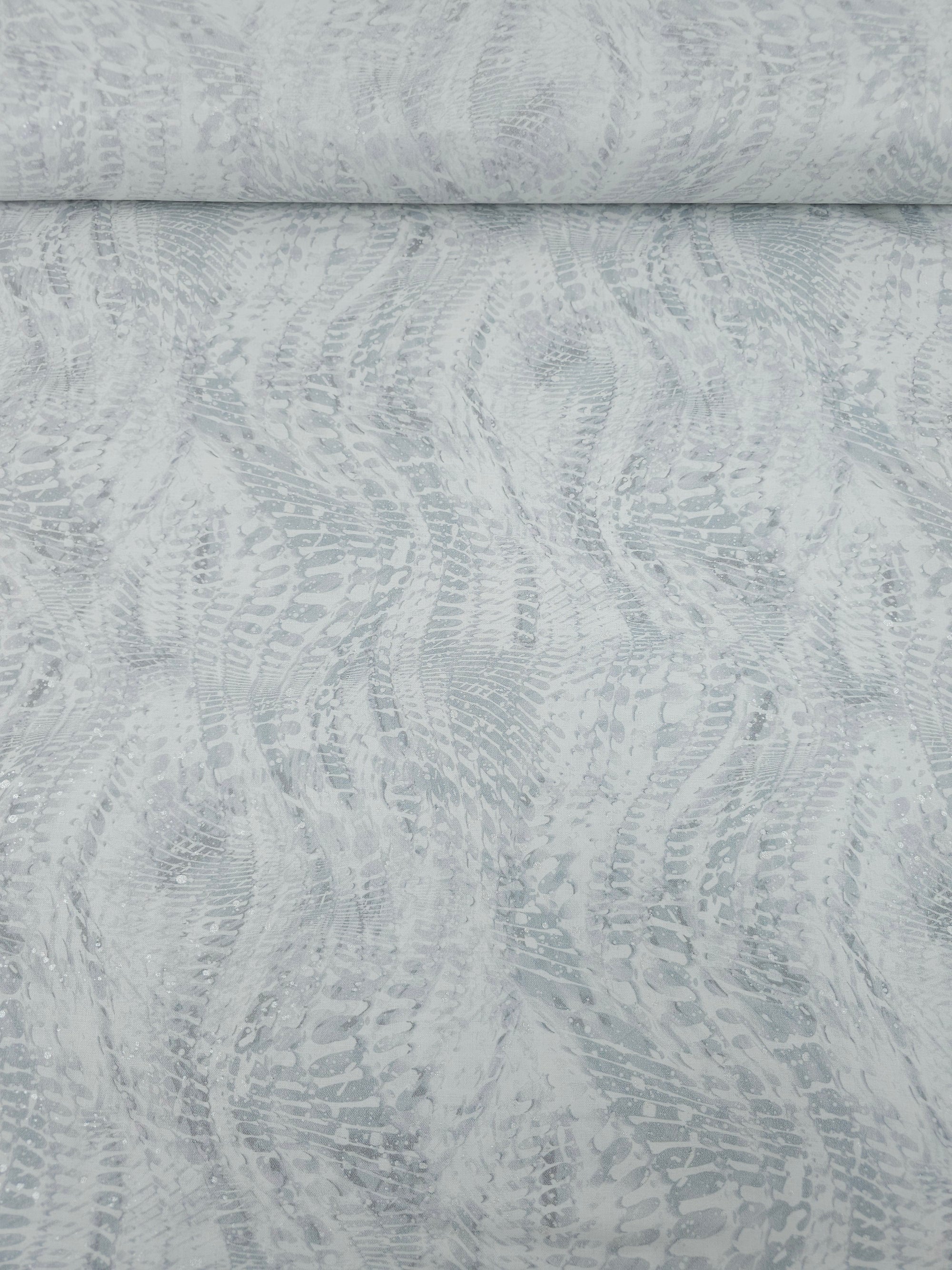 White/Grey Silver Speckle Snakeskin Wonder 100% Cotton - Benartex