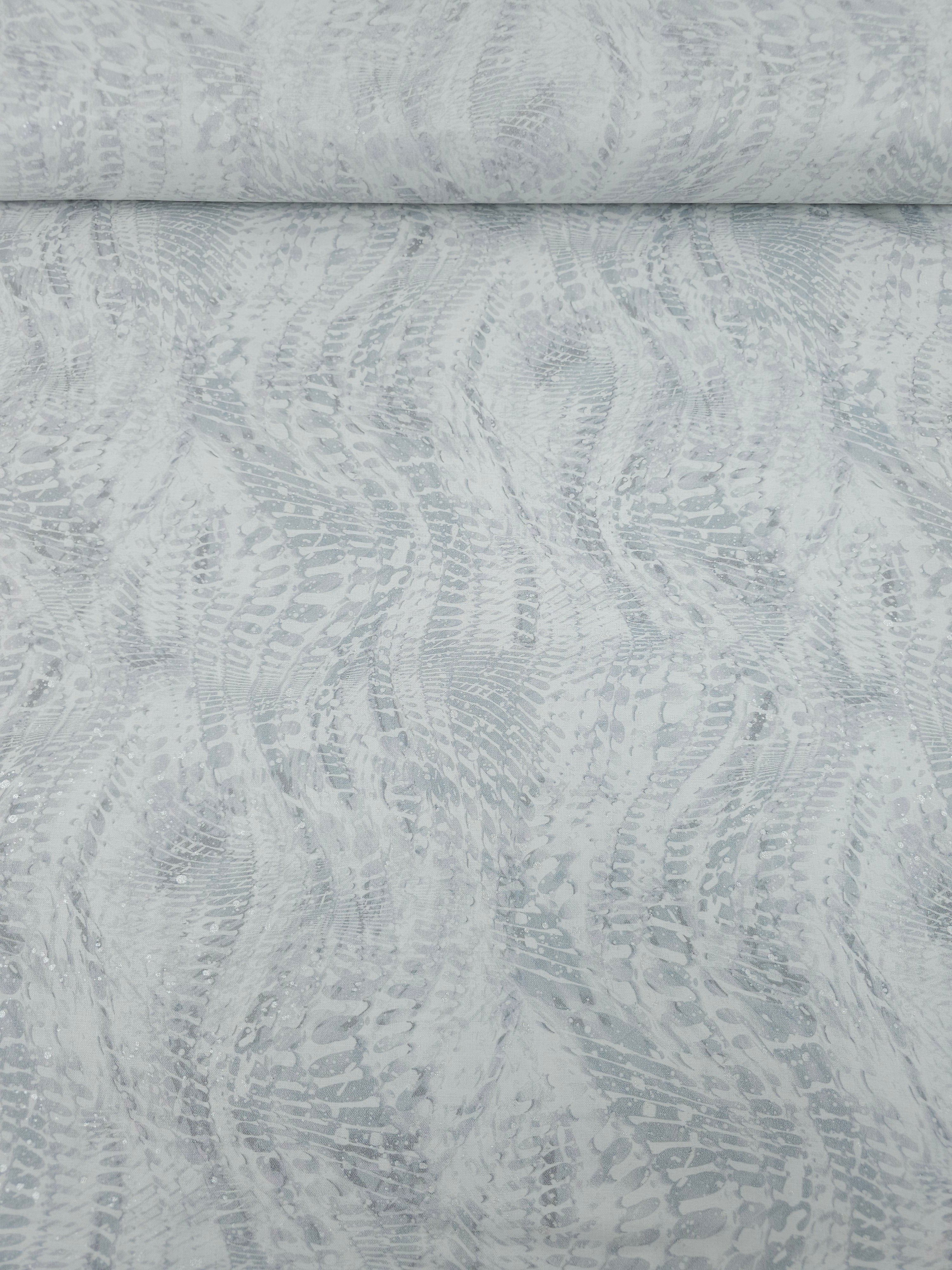 White/Grey Silver Speckle Snakeskin Wonder 100% Cotton - Benartex