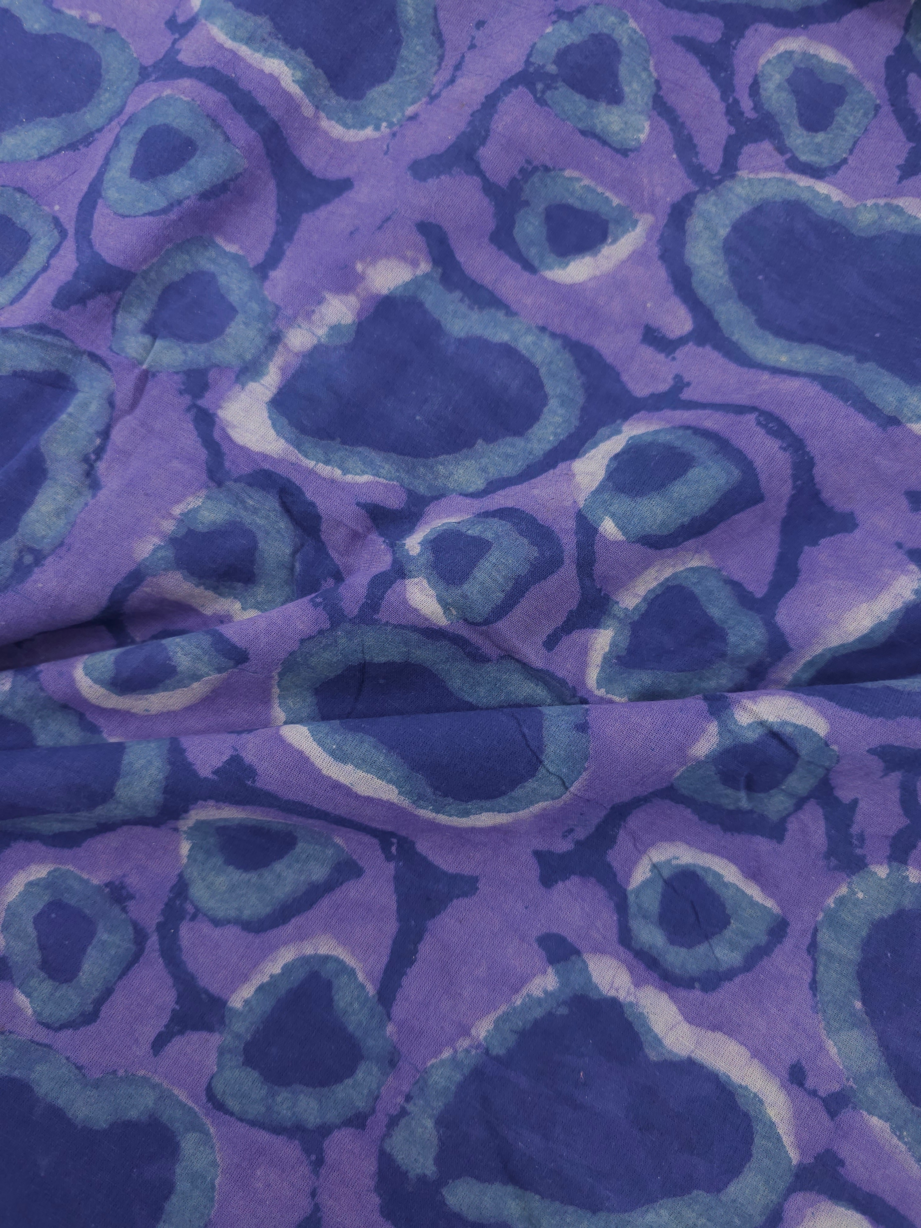 Purple/Navy Splodge Block Print Cotton