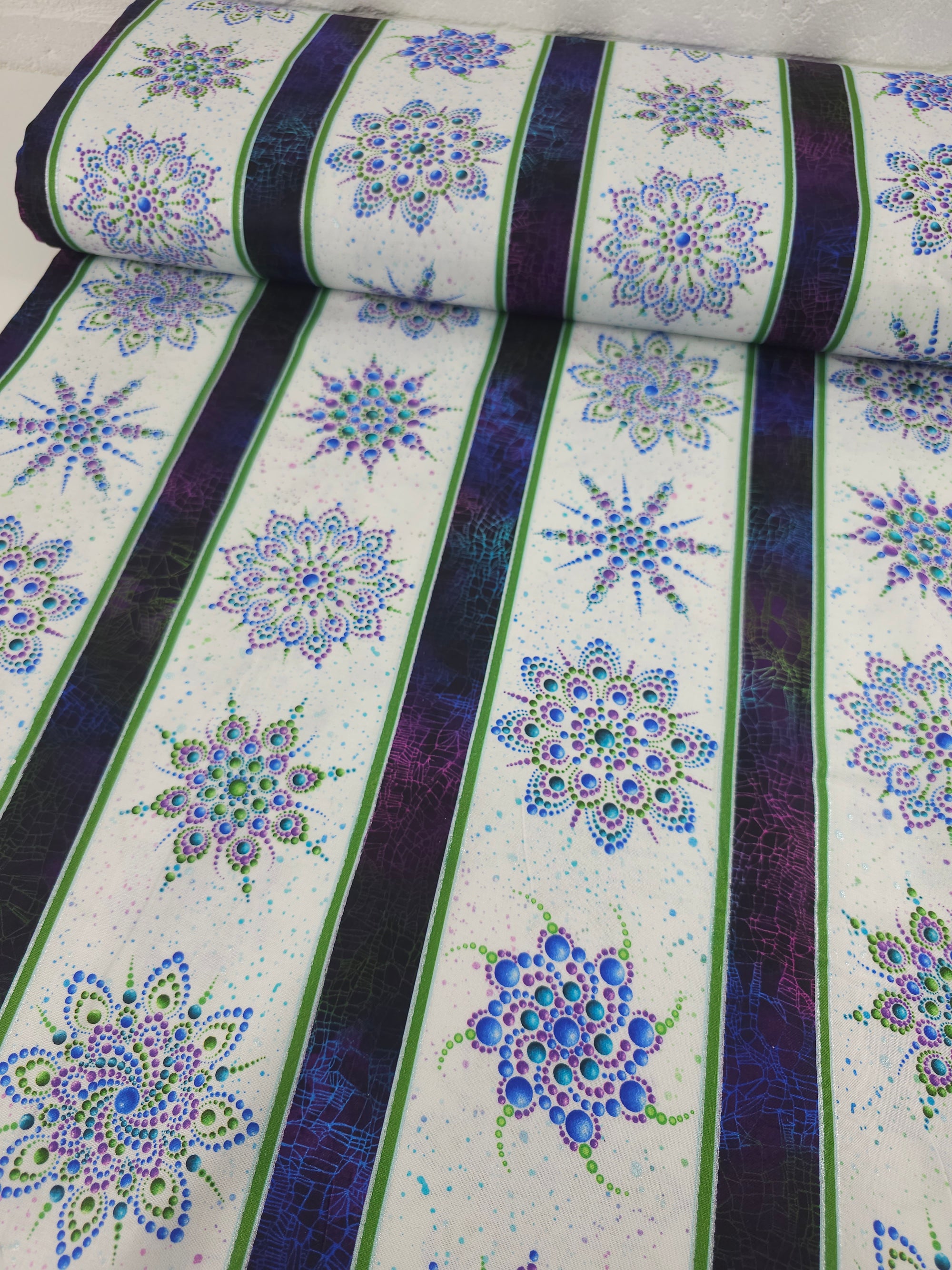 Mandala Snowflake Block Stripe 100% Cotton