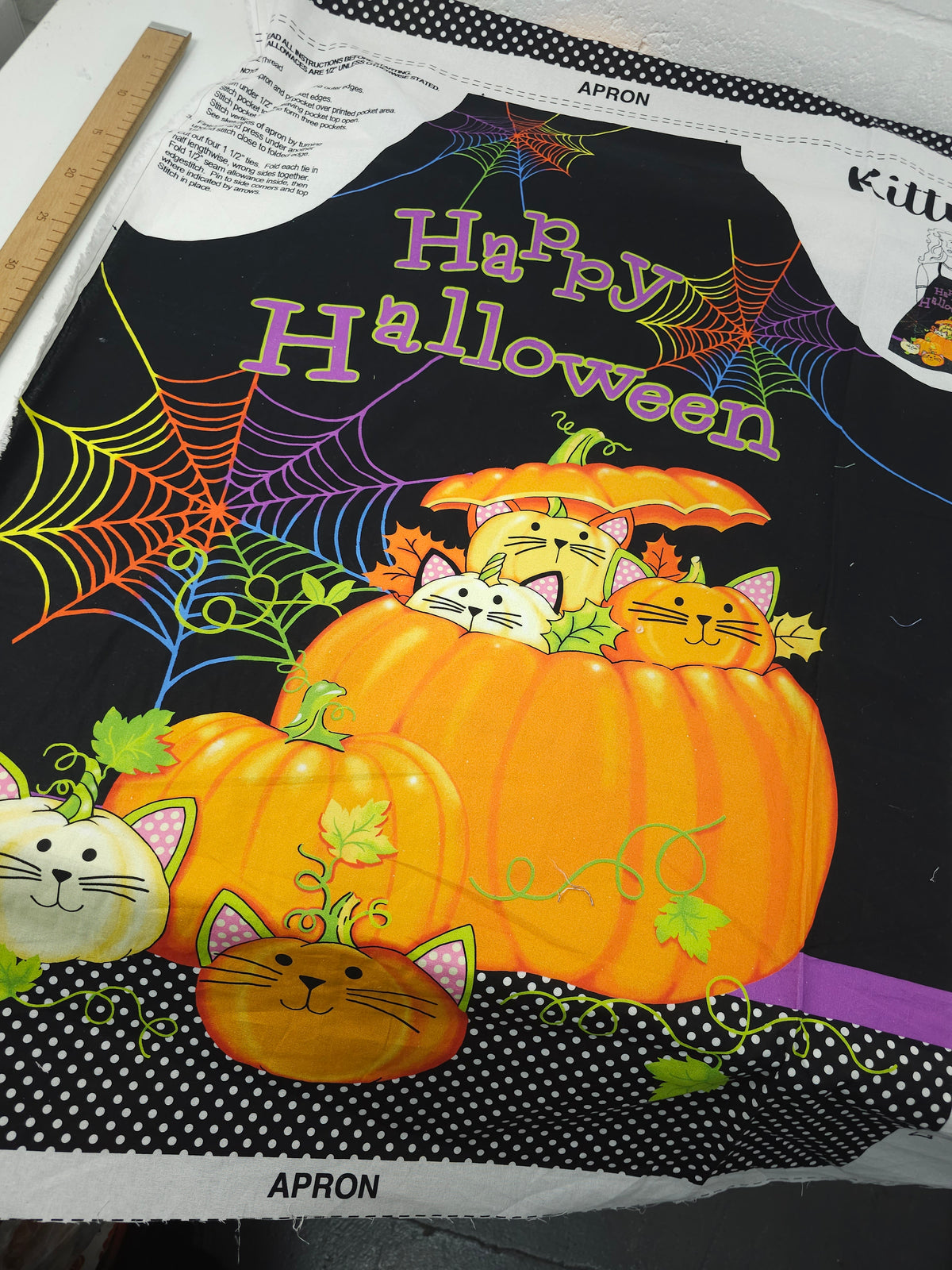 *SEW YOUR OWN* Kitty Pumpkin Apron 100% Cotton