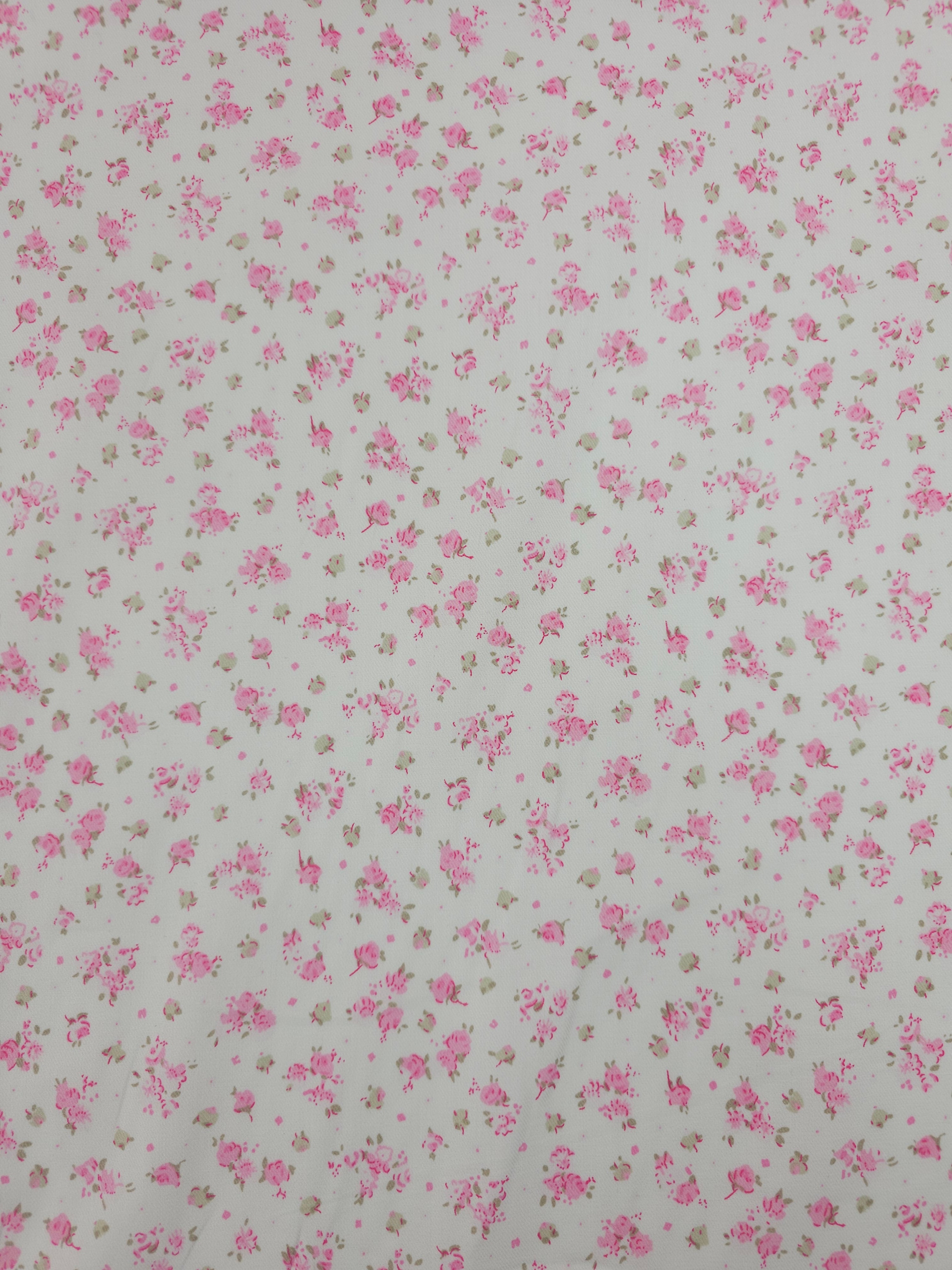 Pink Ditsy Mini Rose Lightweight Flannel Cotton