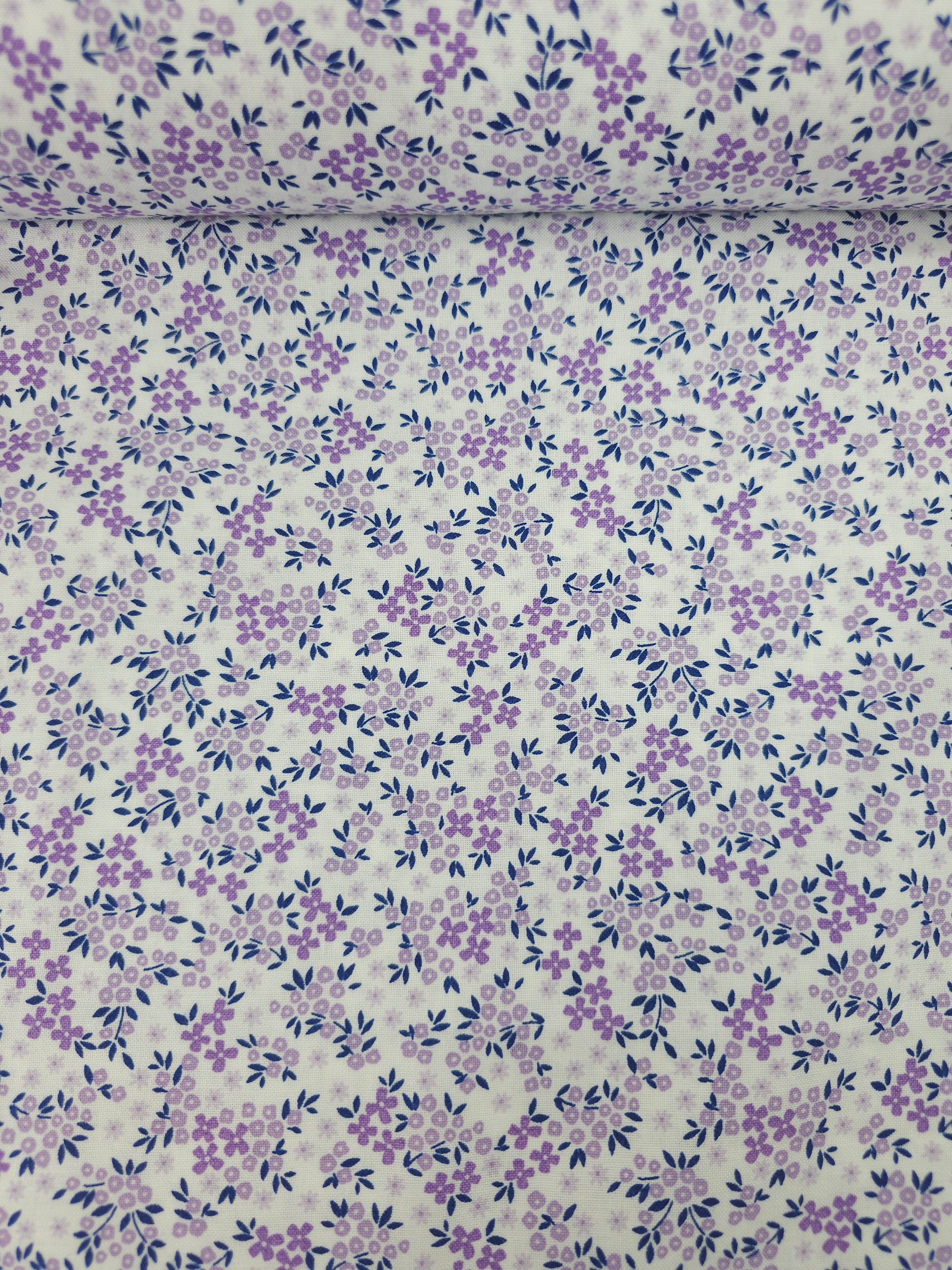 Ditsy Retro Lilac Floral 100% Cotton