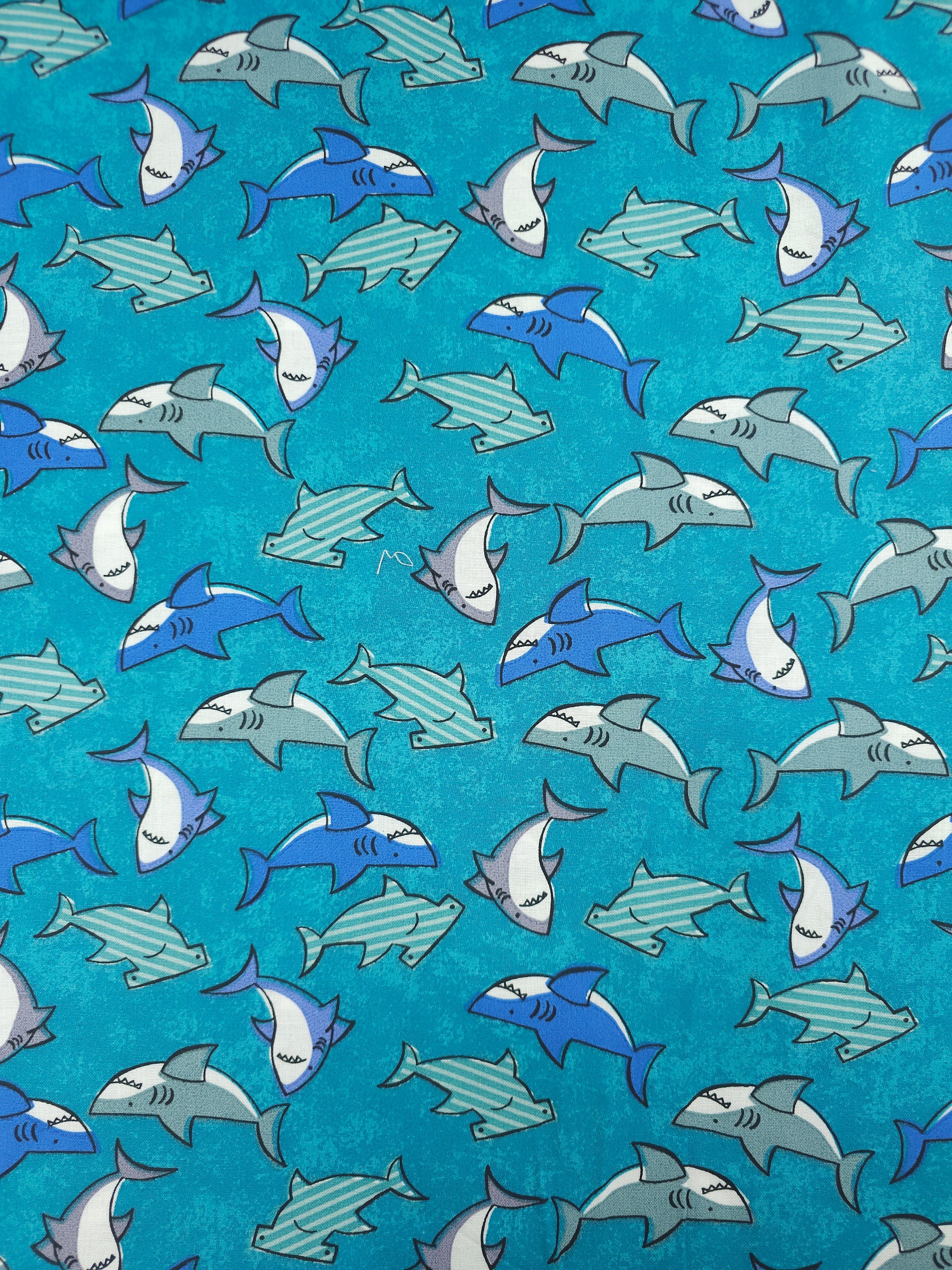 Teal Shark 100% Cotton