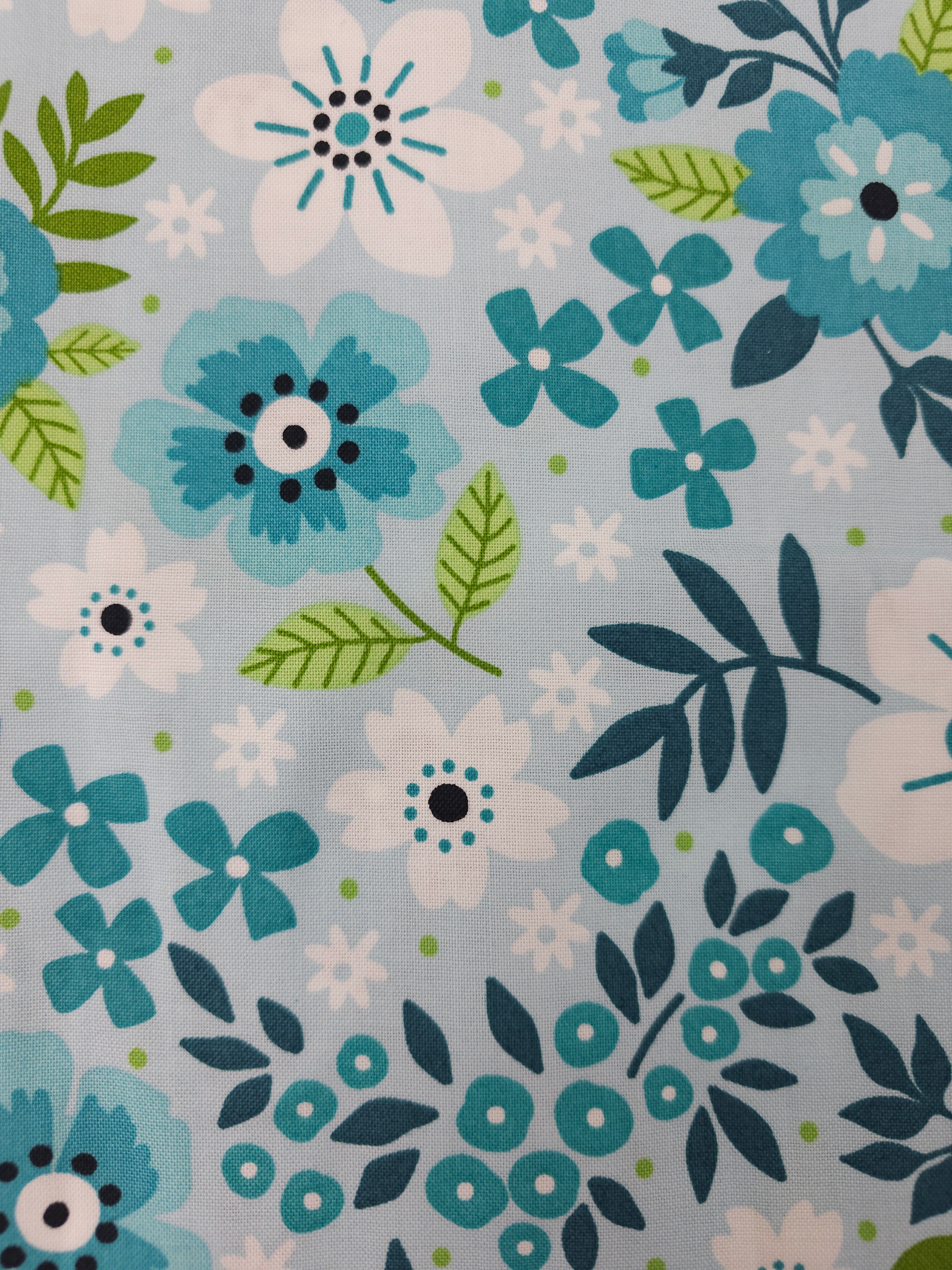 Blue/Green Garden Bloom 100% Cotton - Benartex