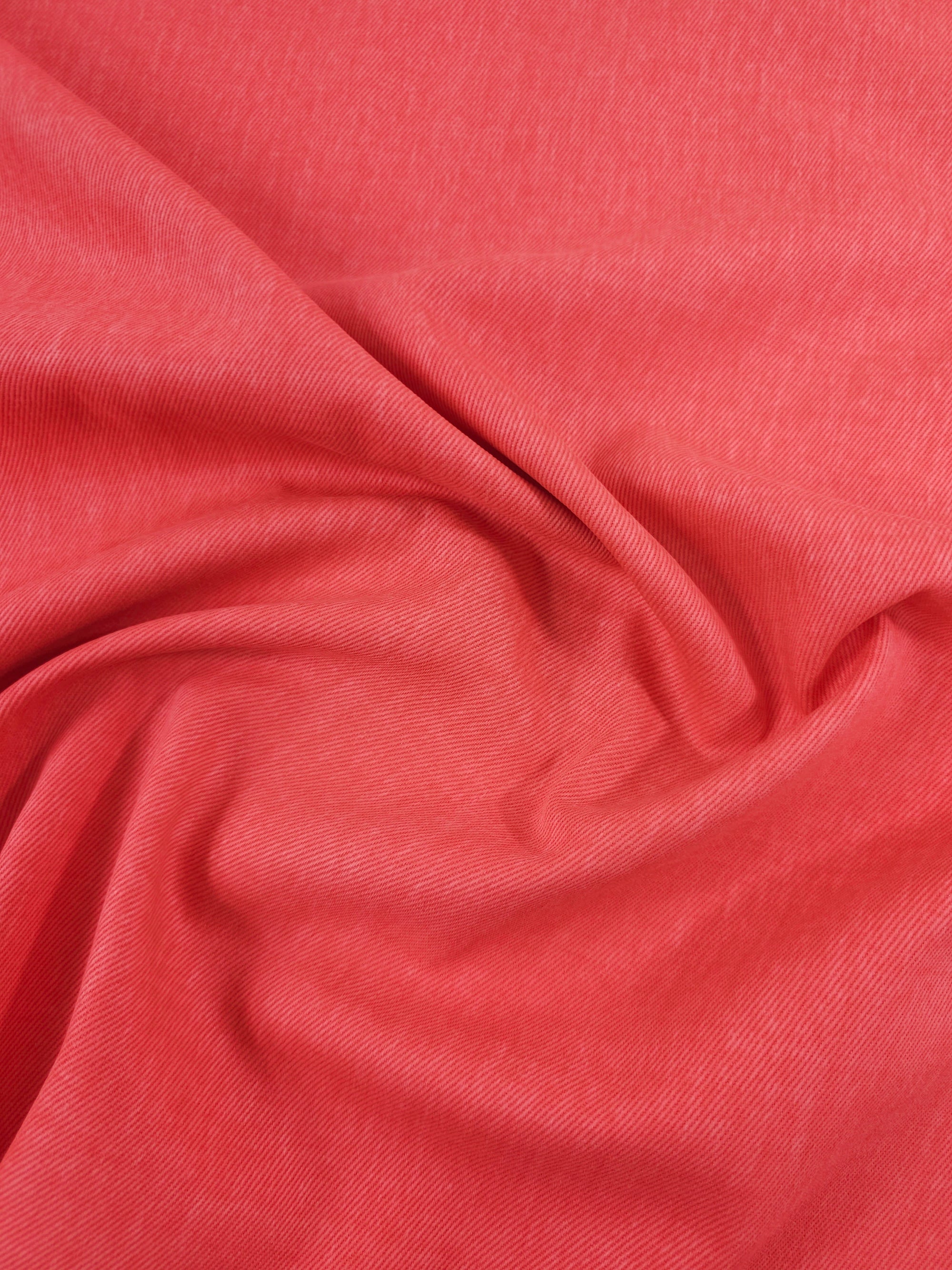 Coral Washed Twill Denim