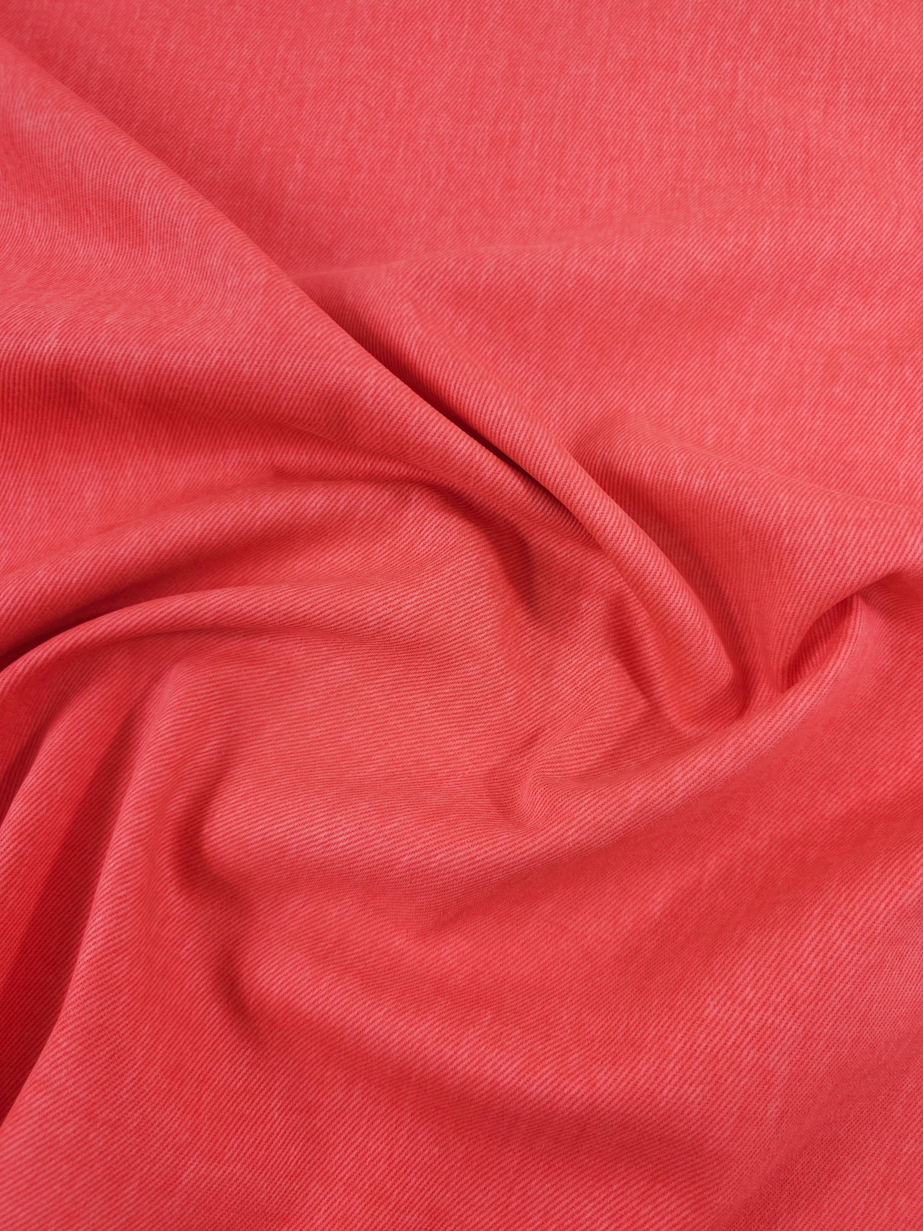 Coral Washed Twill Denim