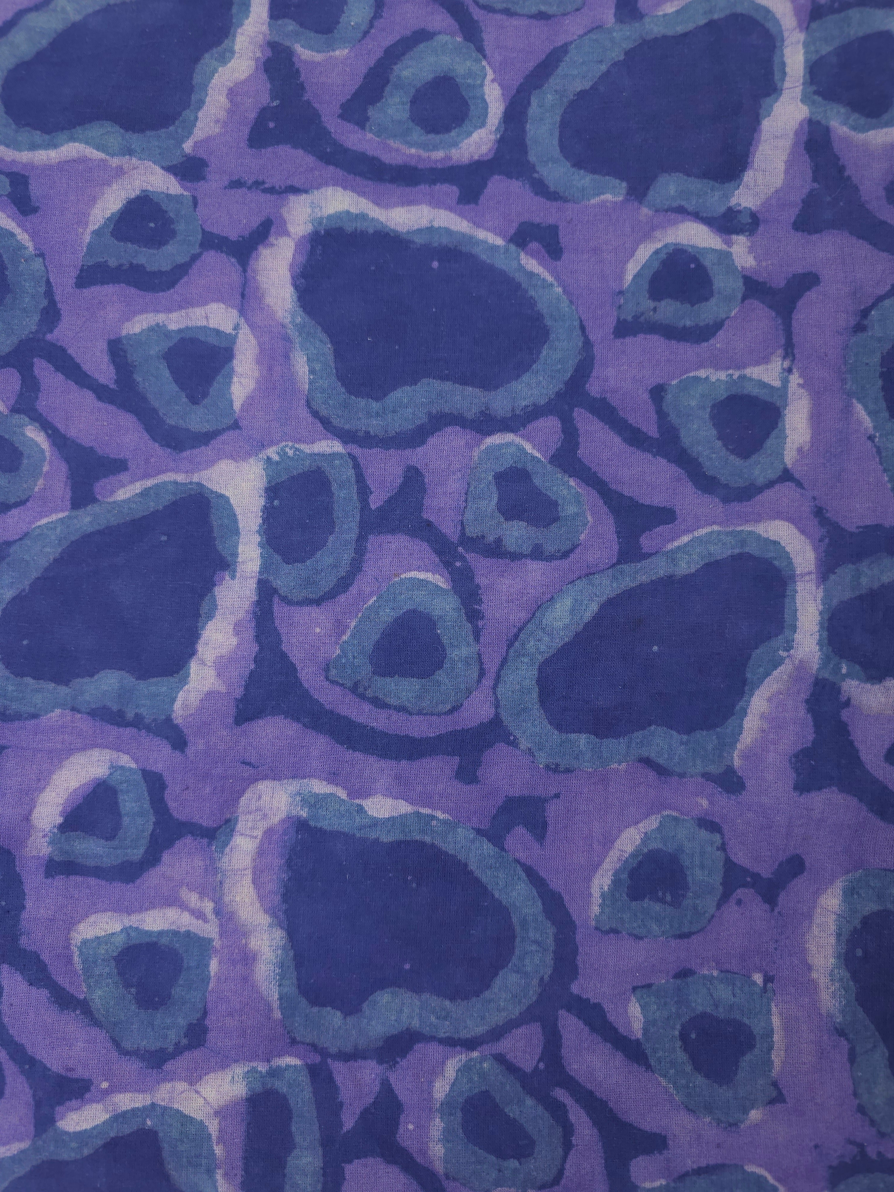 Purple/Navy Splodge Block Print Cotton