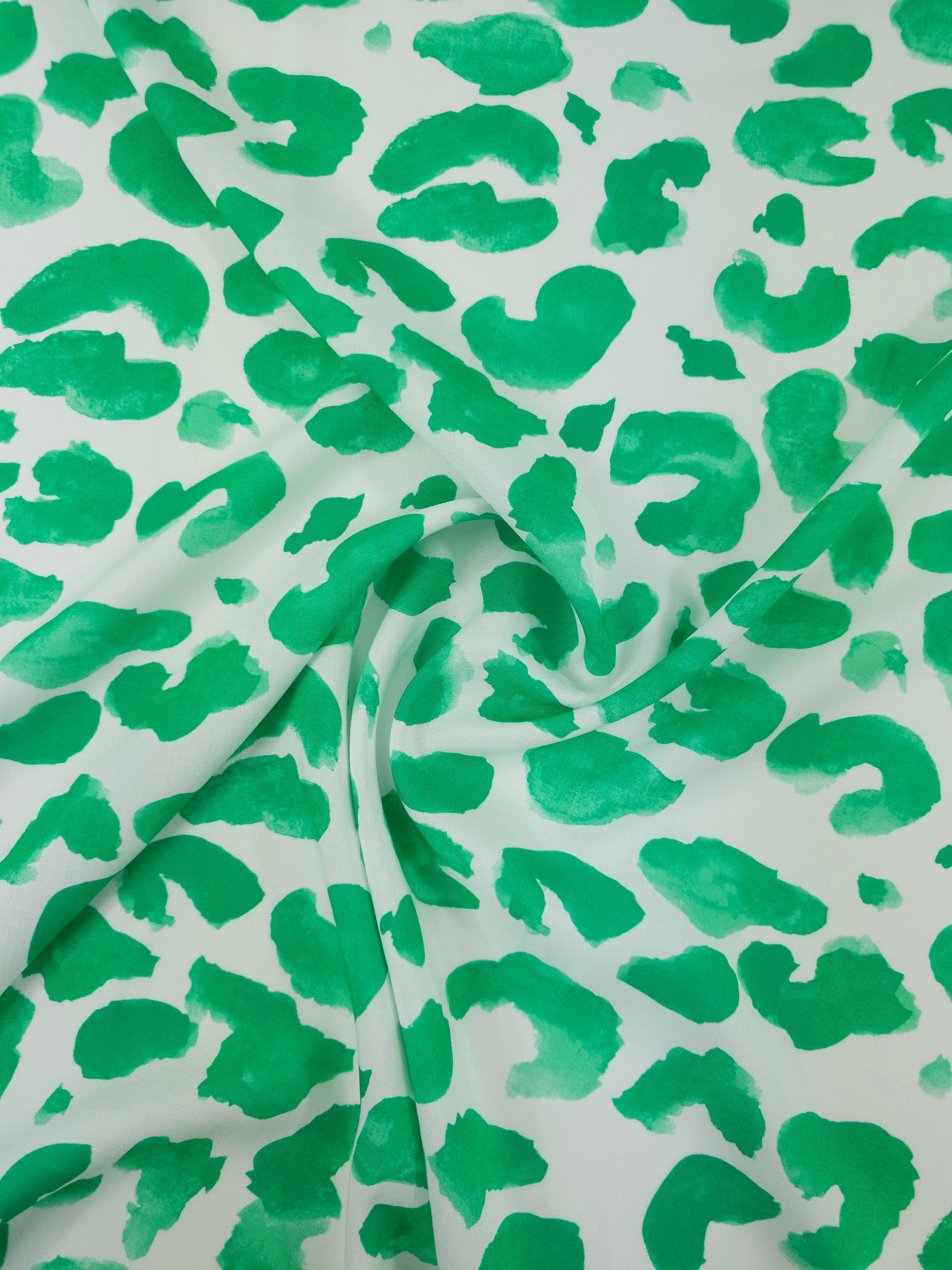 Green/White Leopard Viscose Challis