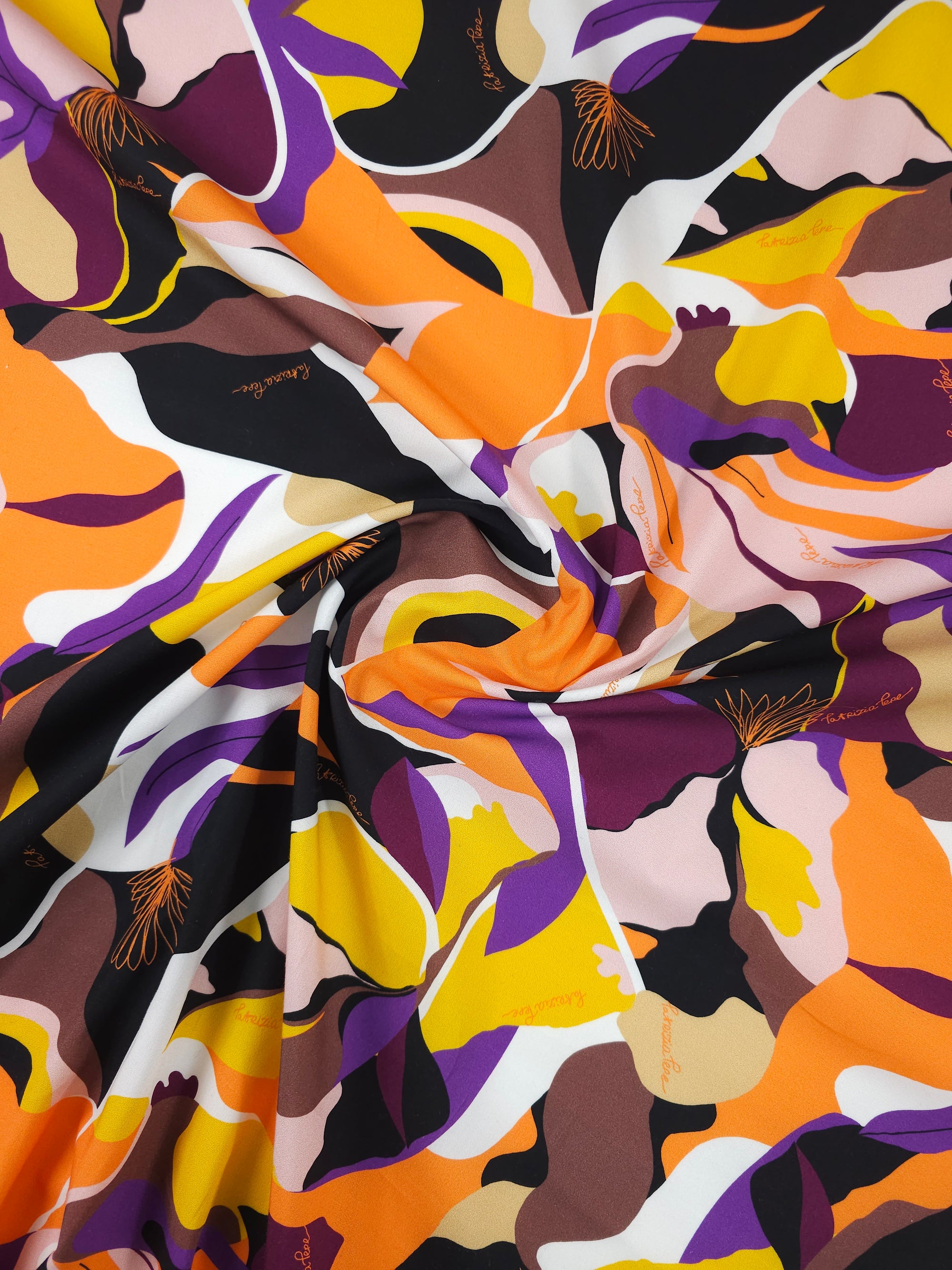 Purple/Orange Abstract Shapes Lightweight Cotton