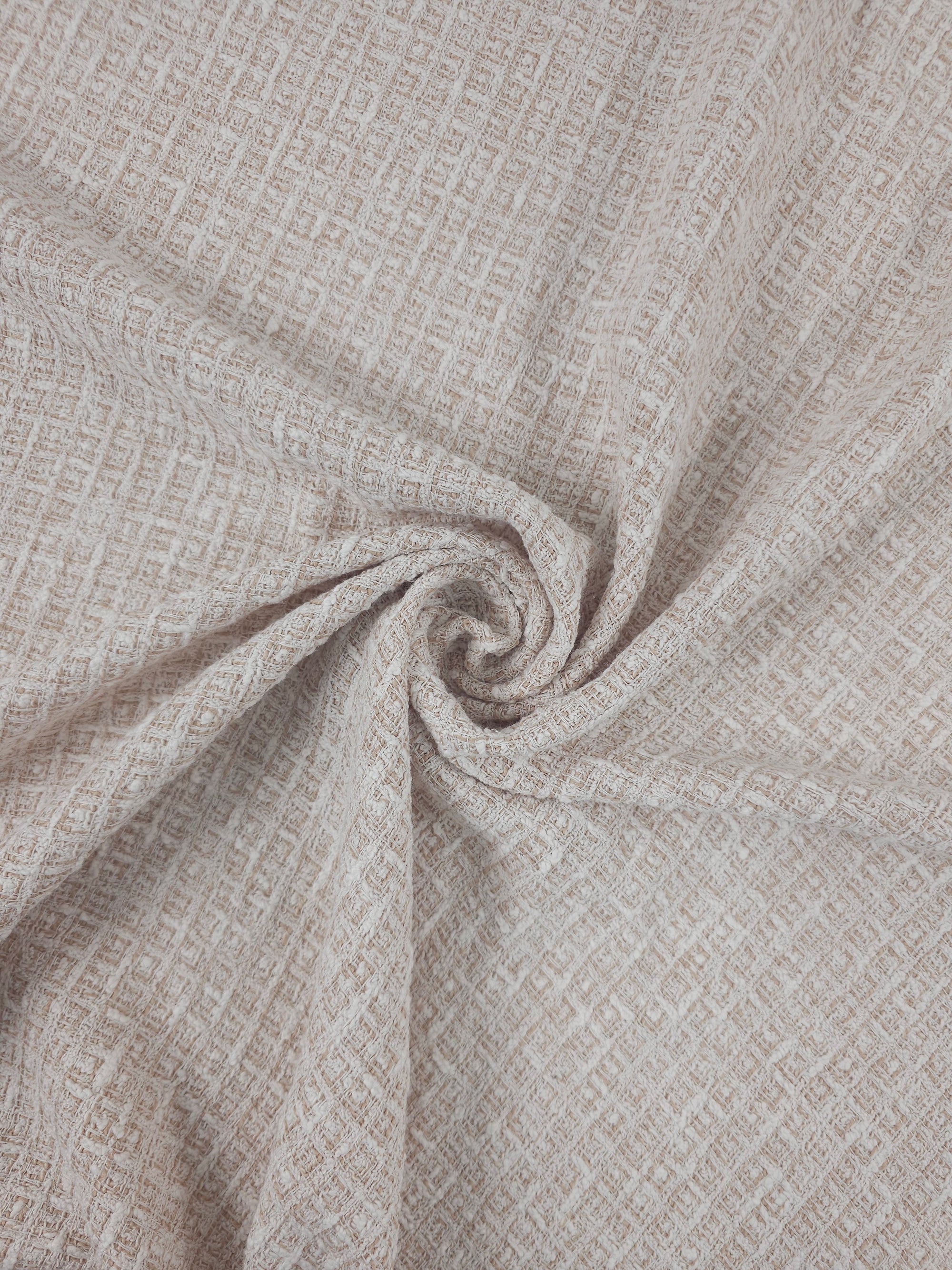 White/Pale Peach Square Boucle