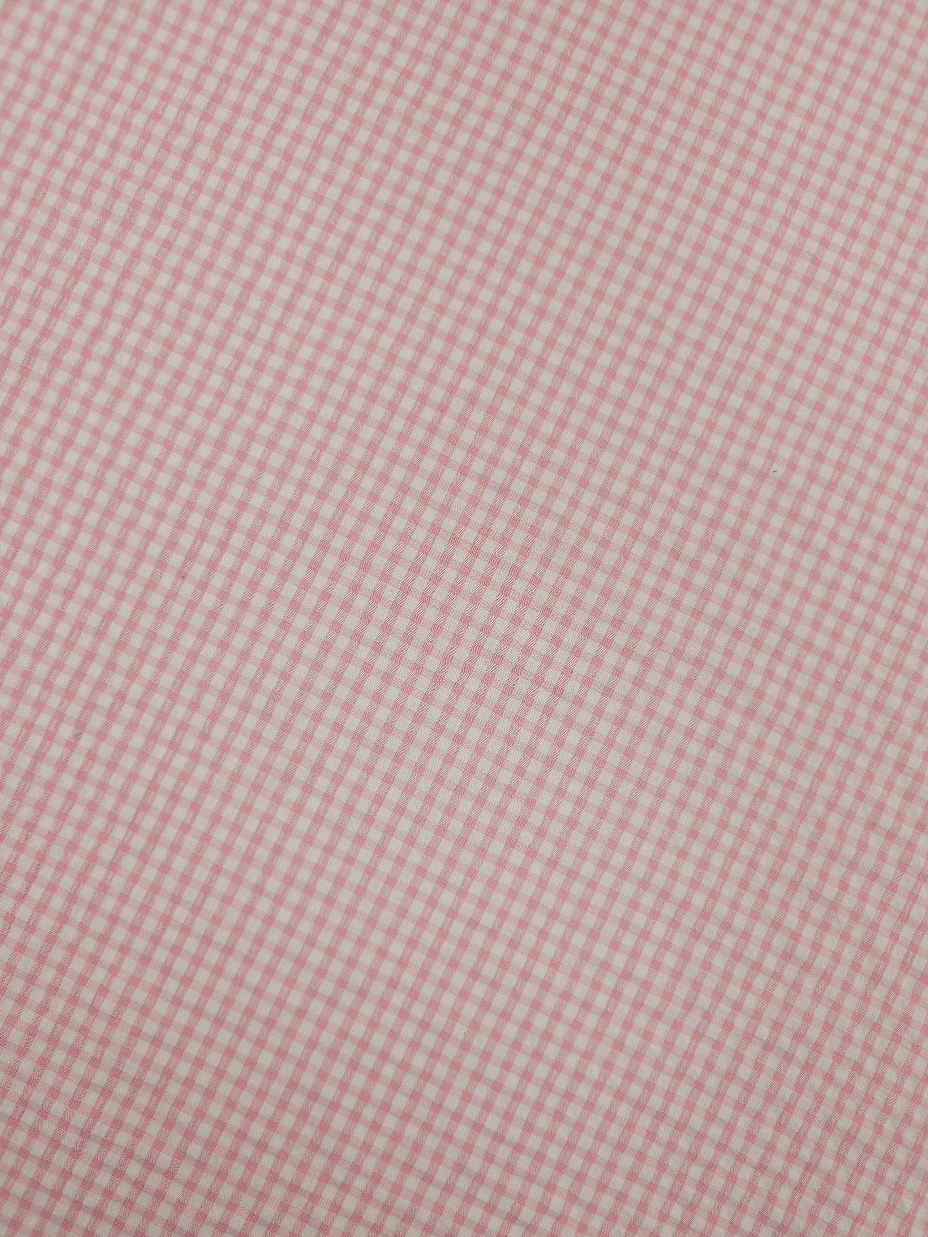 Soft Pink Mini Gingham Crinkle Cotton