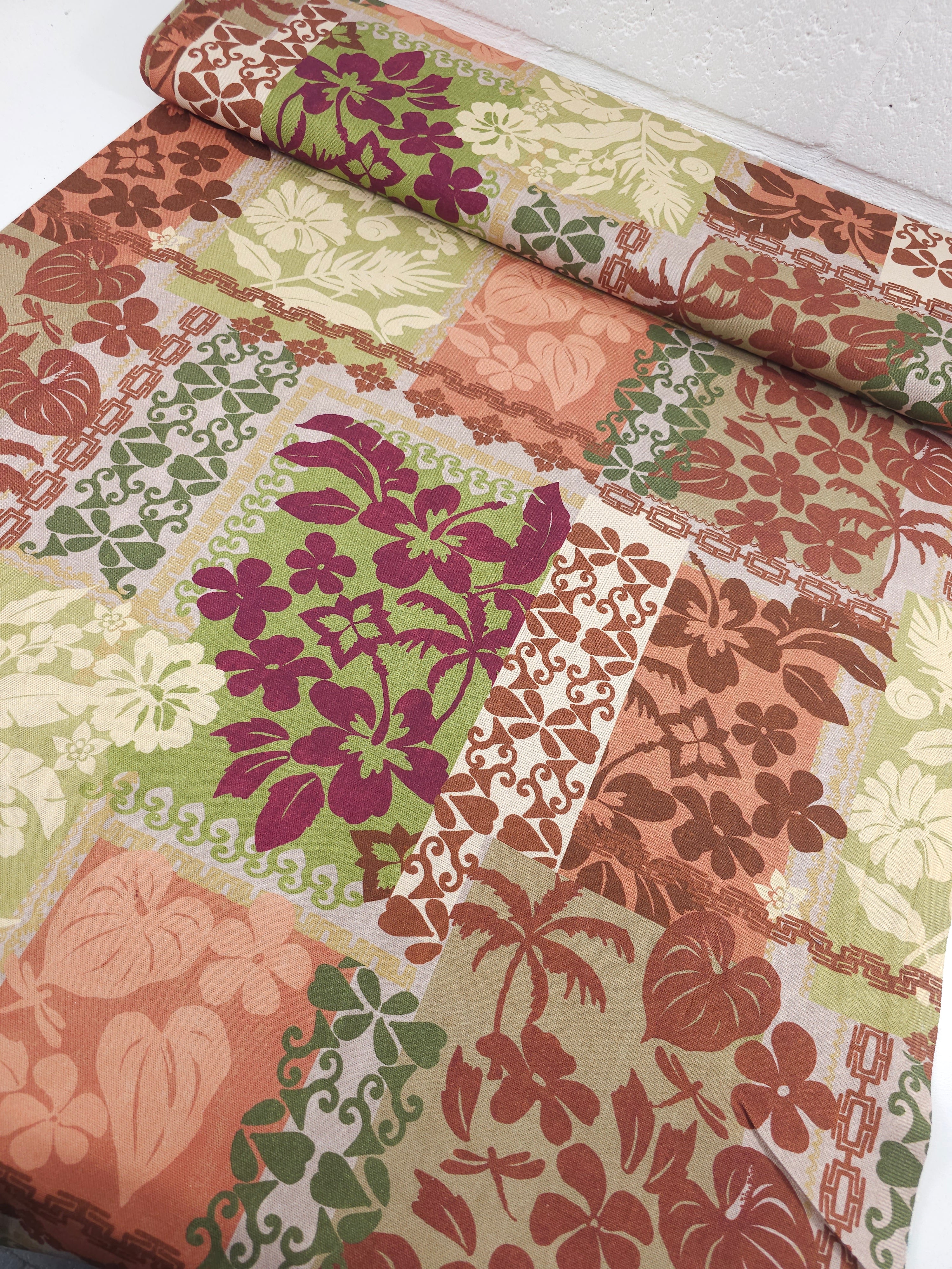 Tropical Plant Patchwork Lightweight Canvas Cotton