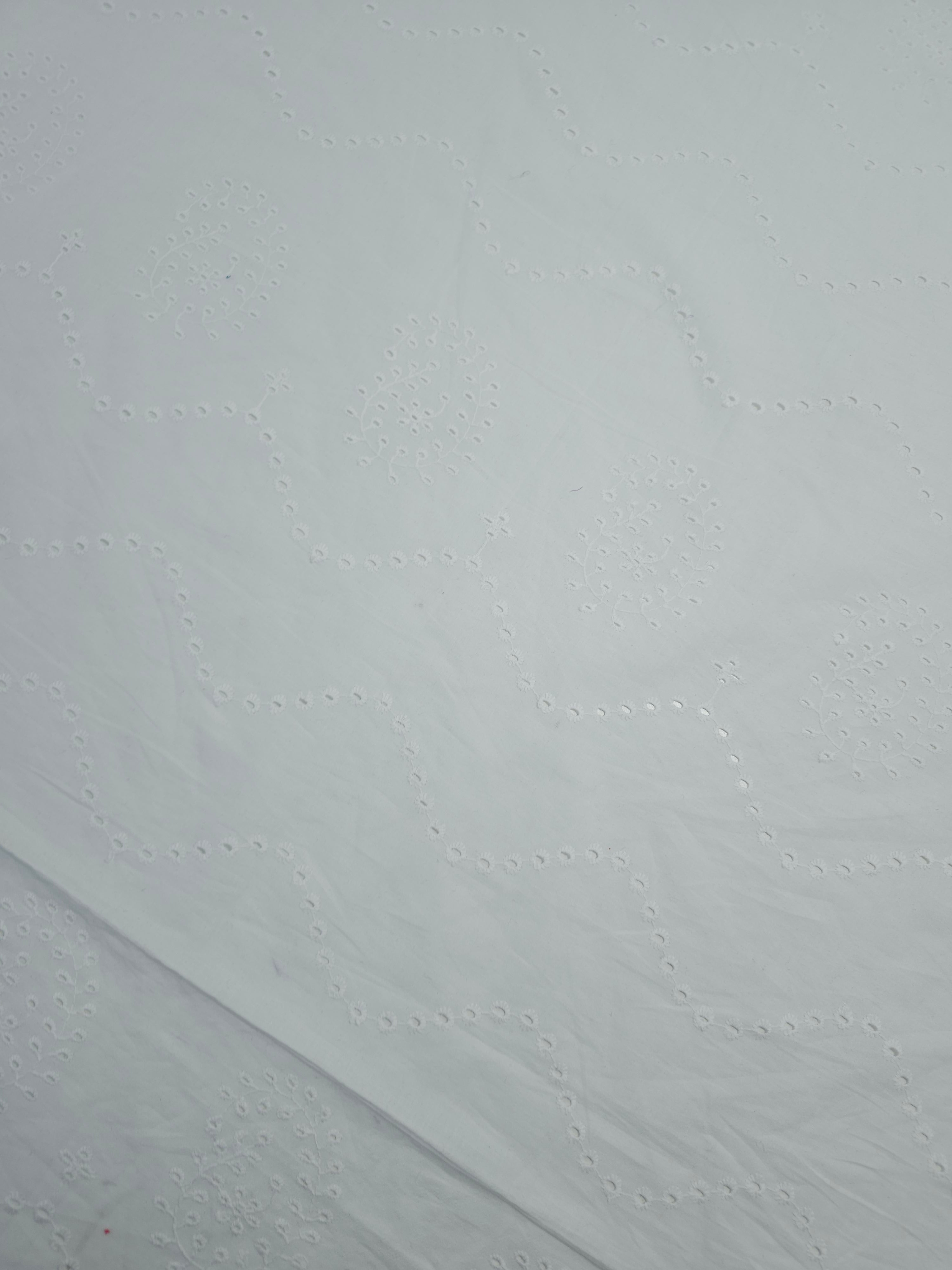 White Squiggle Paisley Cambric Cotton Broderie Anglaise