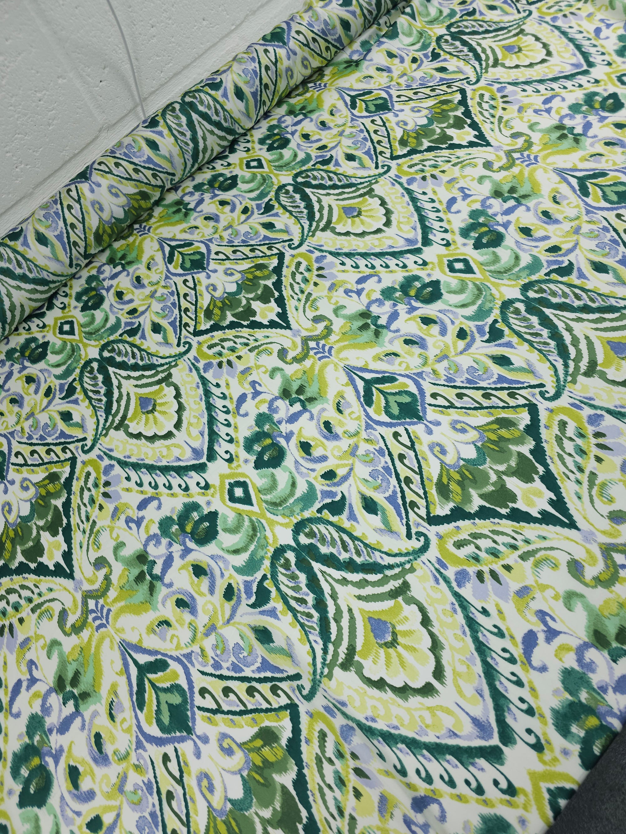 Lime/Periwinkle Damask Satin