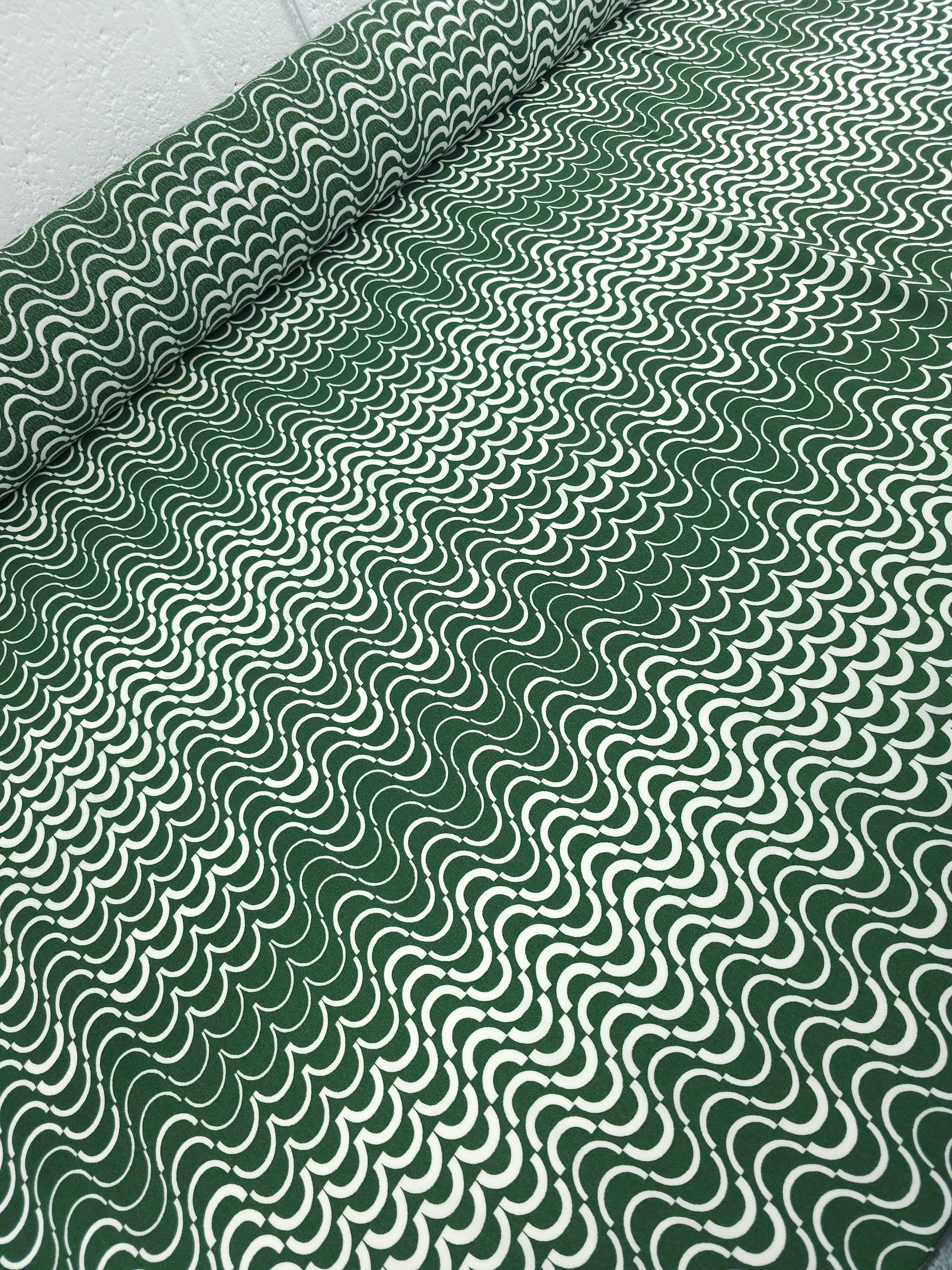 Green Abstract Curve Viscose Crepe