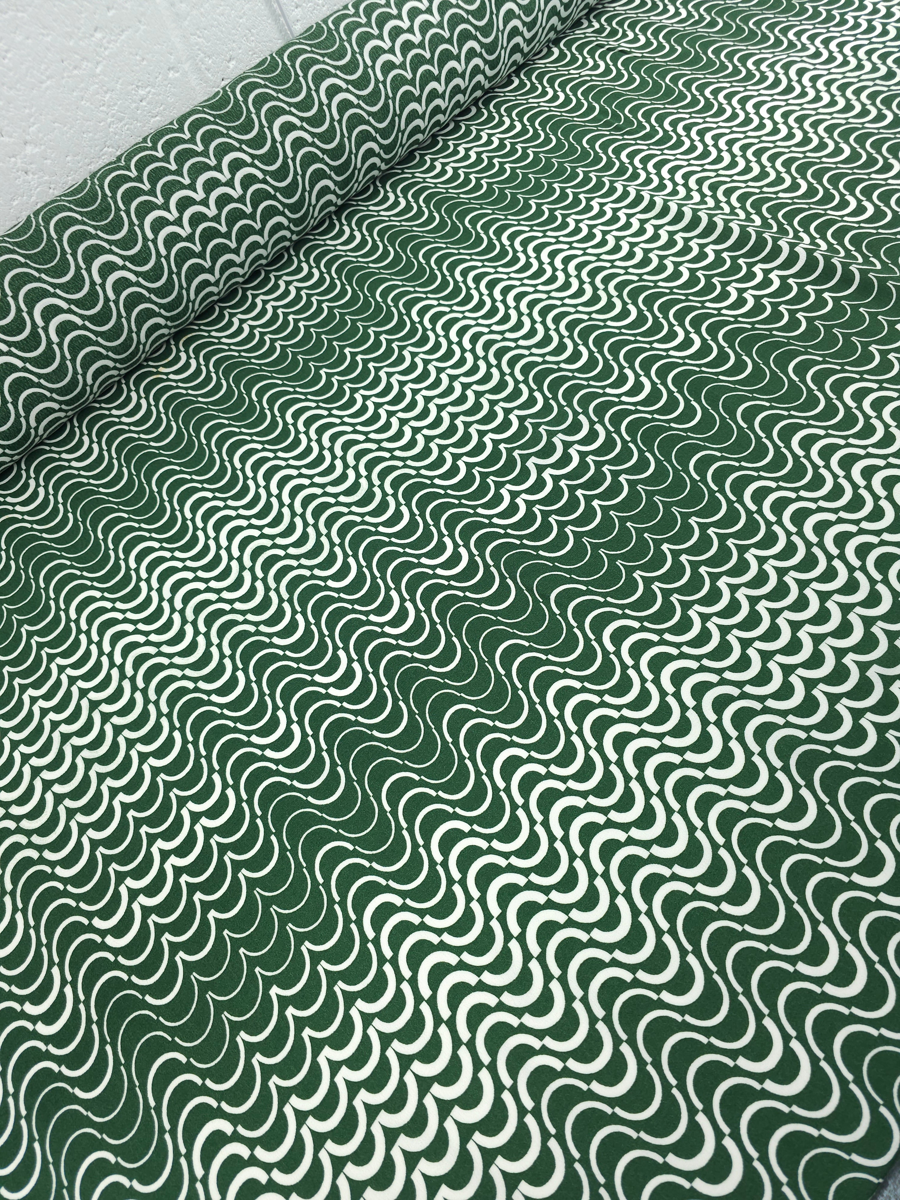 Green Abstract Curve Viscose Crepe