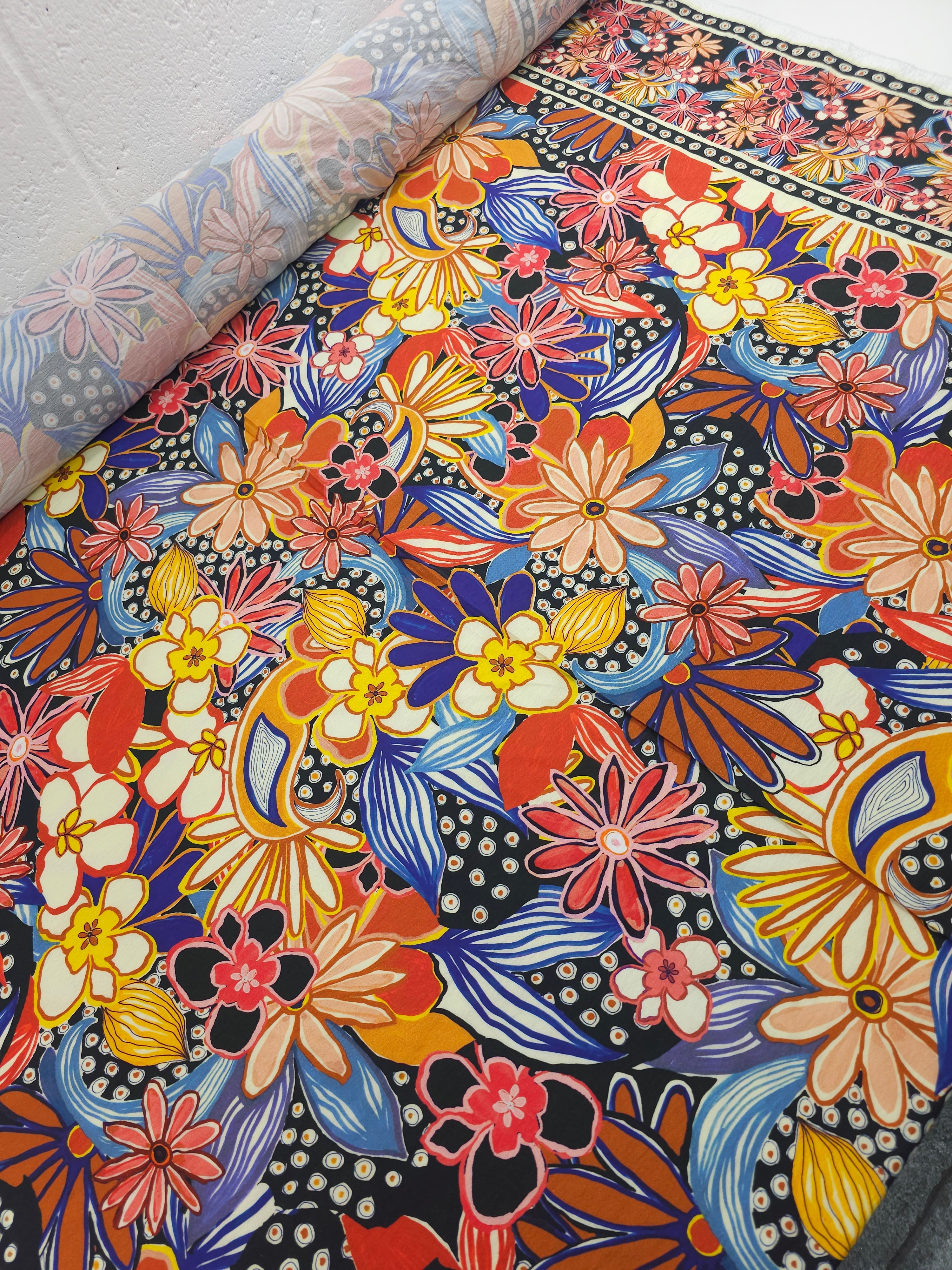 Retro Floral Modal Viscose