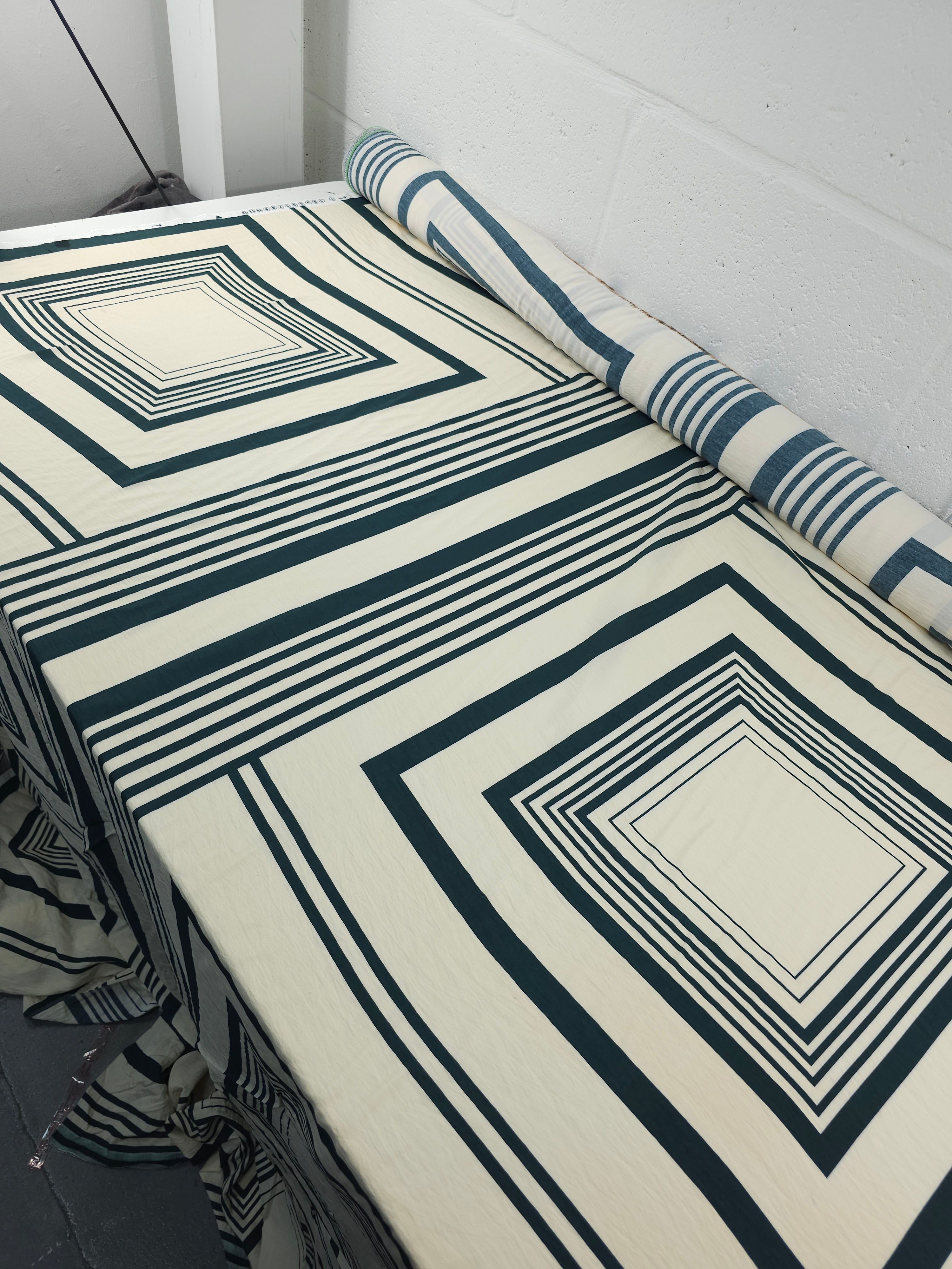 Cream/Petrol Teal Twin Square Geometric Modal