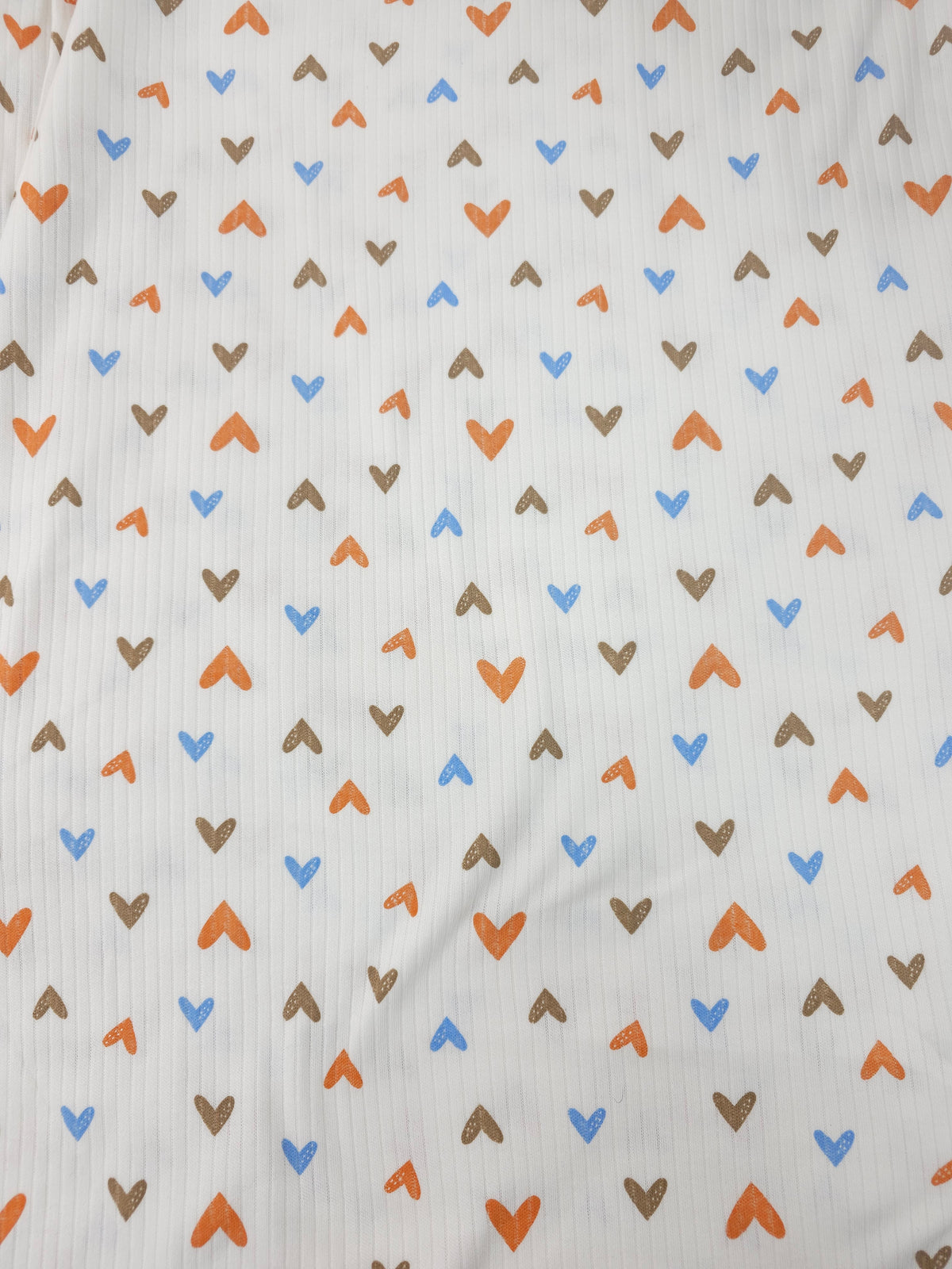 Orange blue hearts Tubular Ribbing (Various sizes)