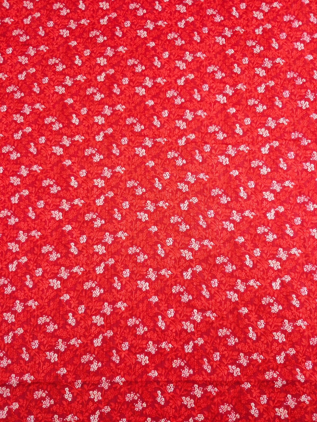 Red/Ivory Ditsy Floral Splodge Textured Viscose
