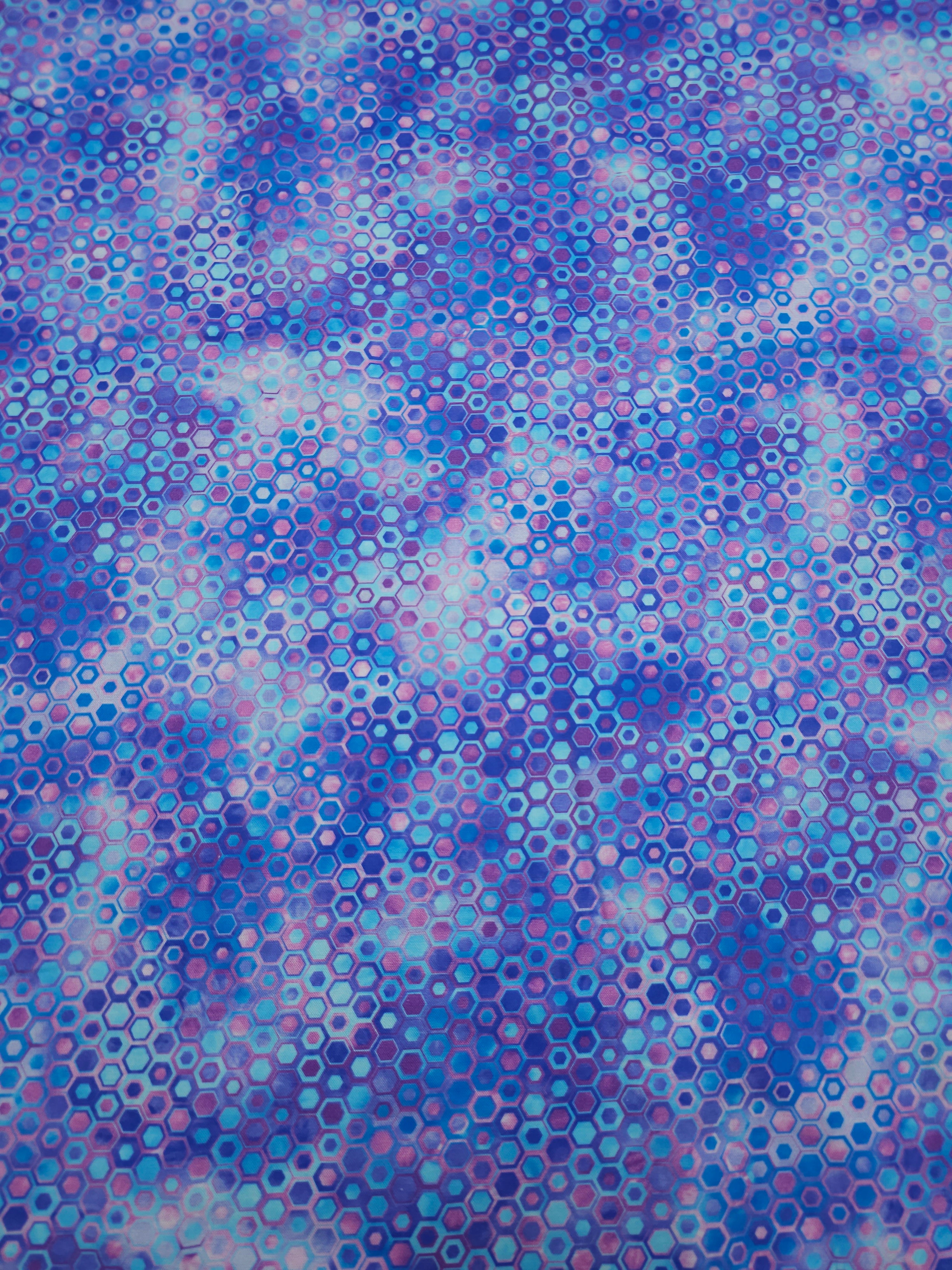 Purple/Blue Hexagon Phantasma 100% Cotton - Robert Kaufman