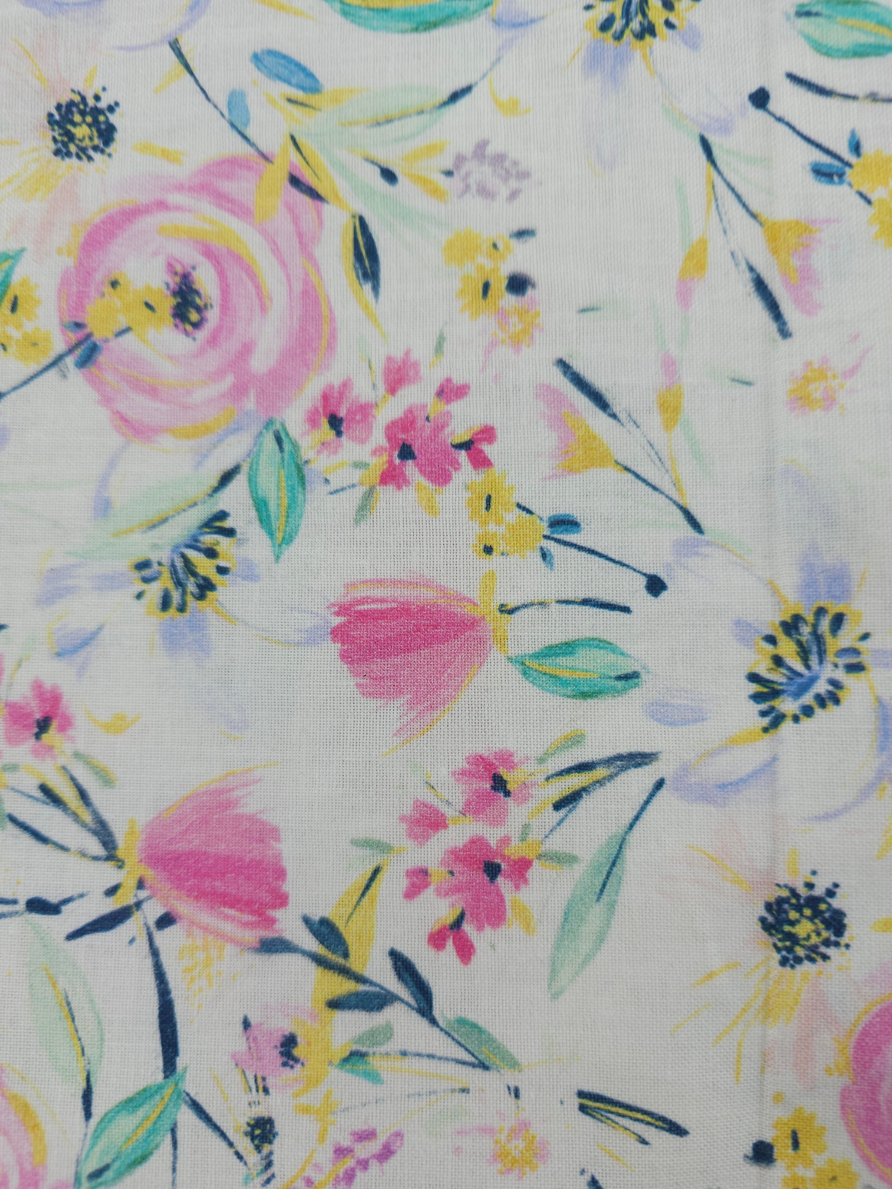 Fluorescent sketch flower Cotton- 1.3m piece