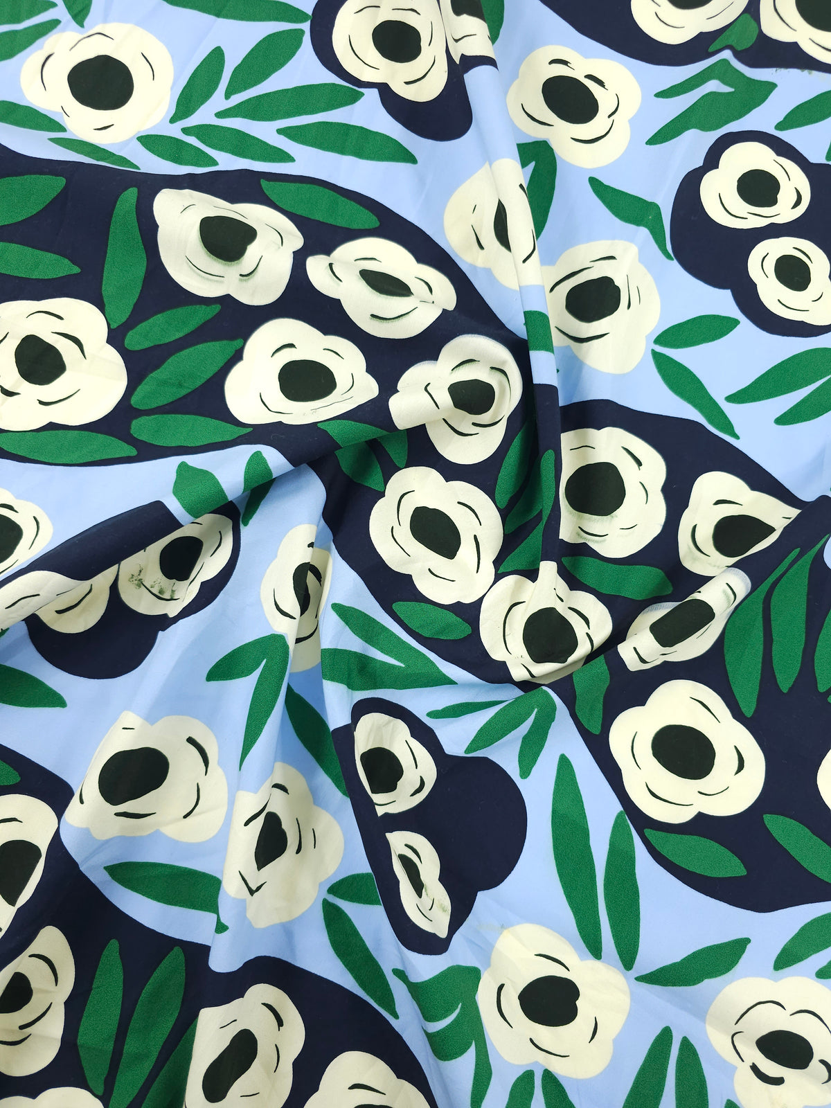 Blue Floating Flower Stream Cotton Poplin - Marimekko x Uniqlo *DEFECT*
