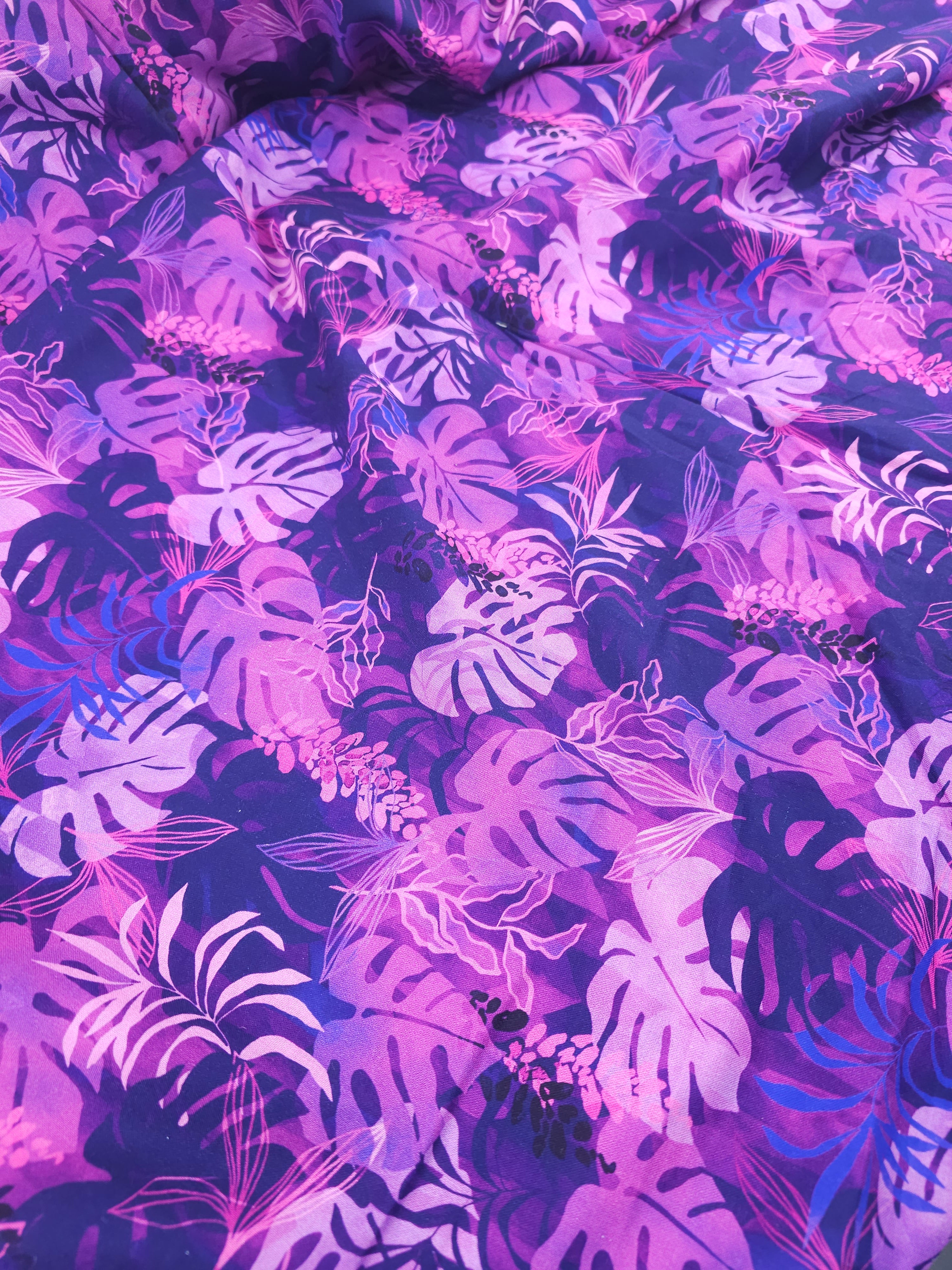 Purple Palm Leaf 100% Cotton 106” - Robert Kaufman *EXTRA WIDE*