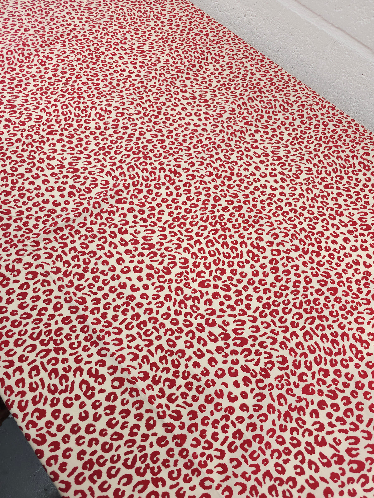 Ivory/Cherry Red Leopard Cotton Poplin