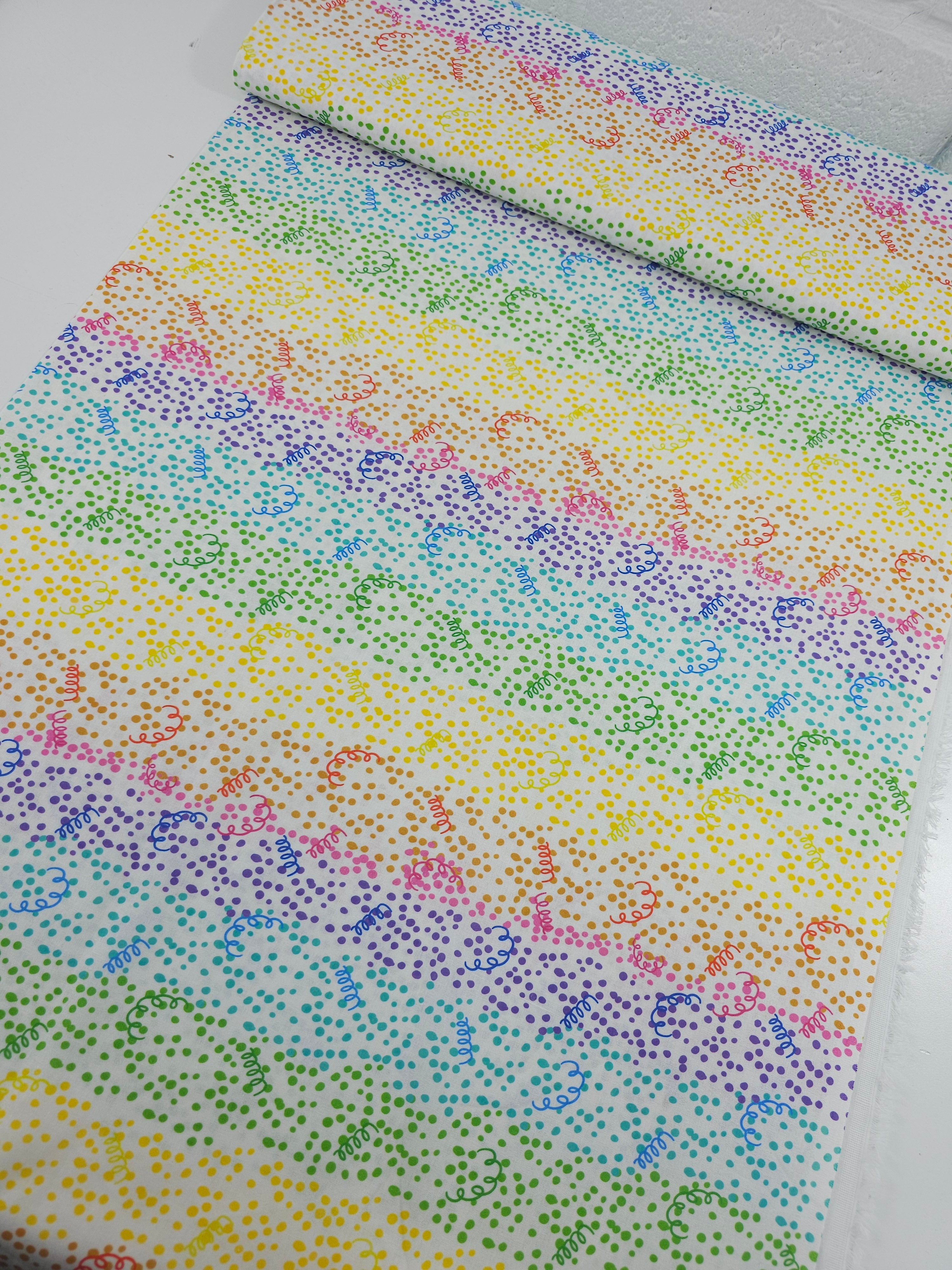 Rainbow Spiral Confetti Dots 100% Cotton - Joann