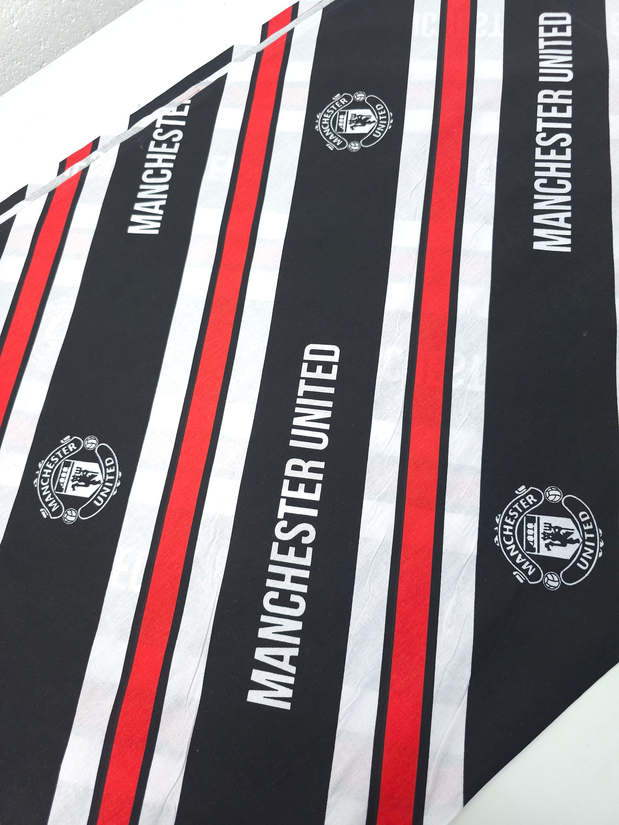 Manchester United FC Emblem Stripe 100% Cotton Football Fabric 82" *EXTRA WIDE*