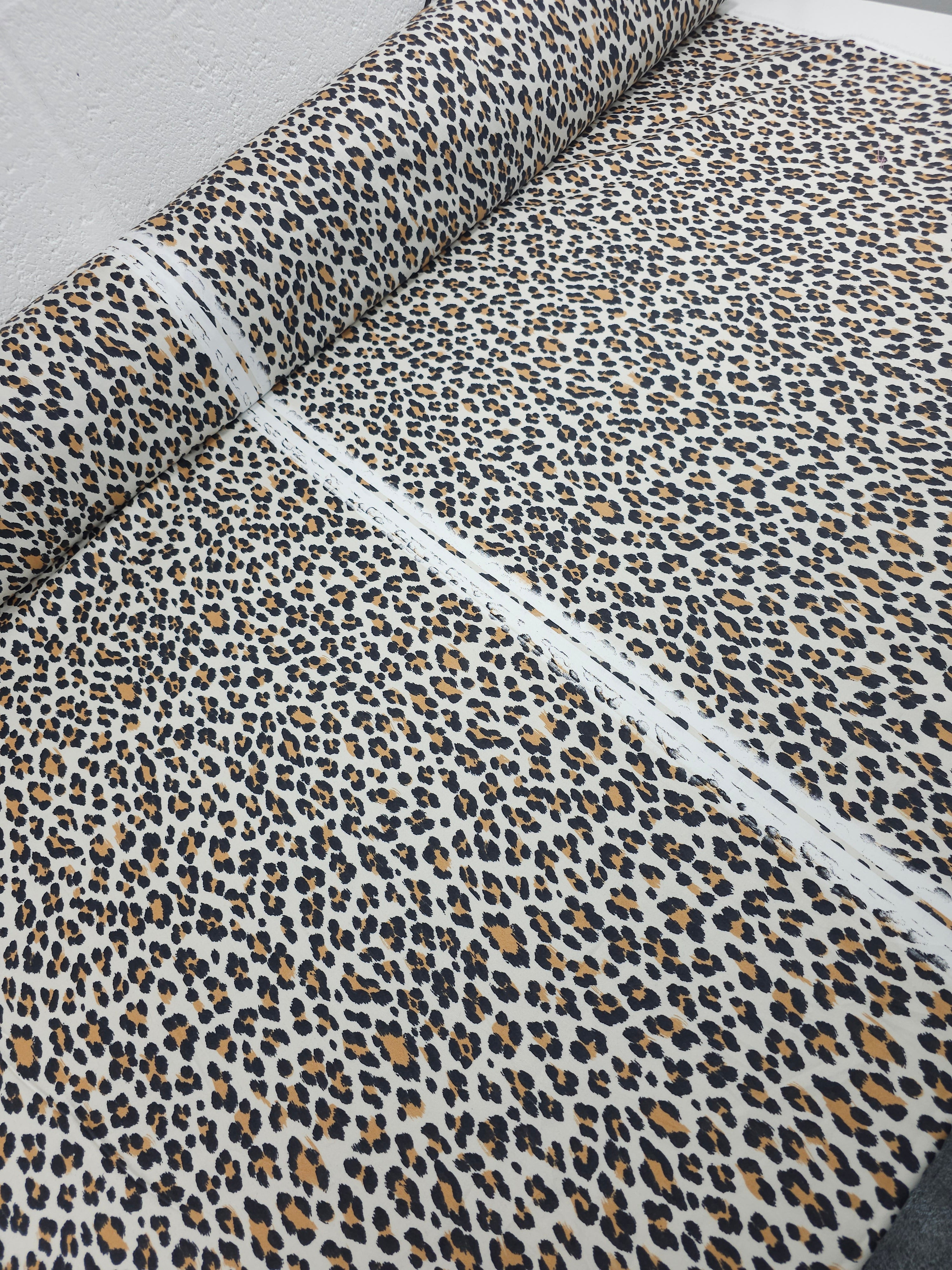Cream Leopard Lightweight Matte Cotton Sateen *DEFECT*