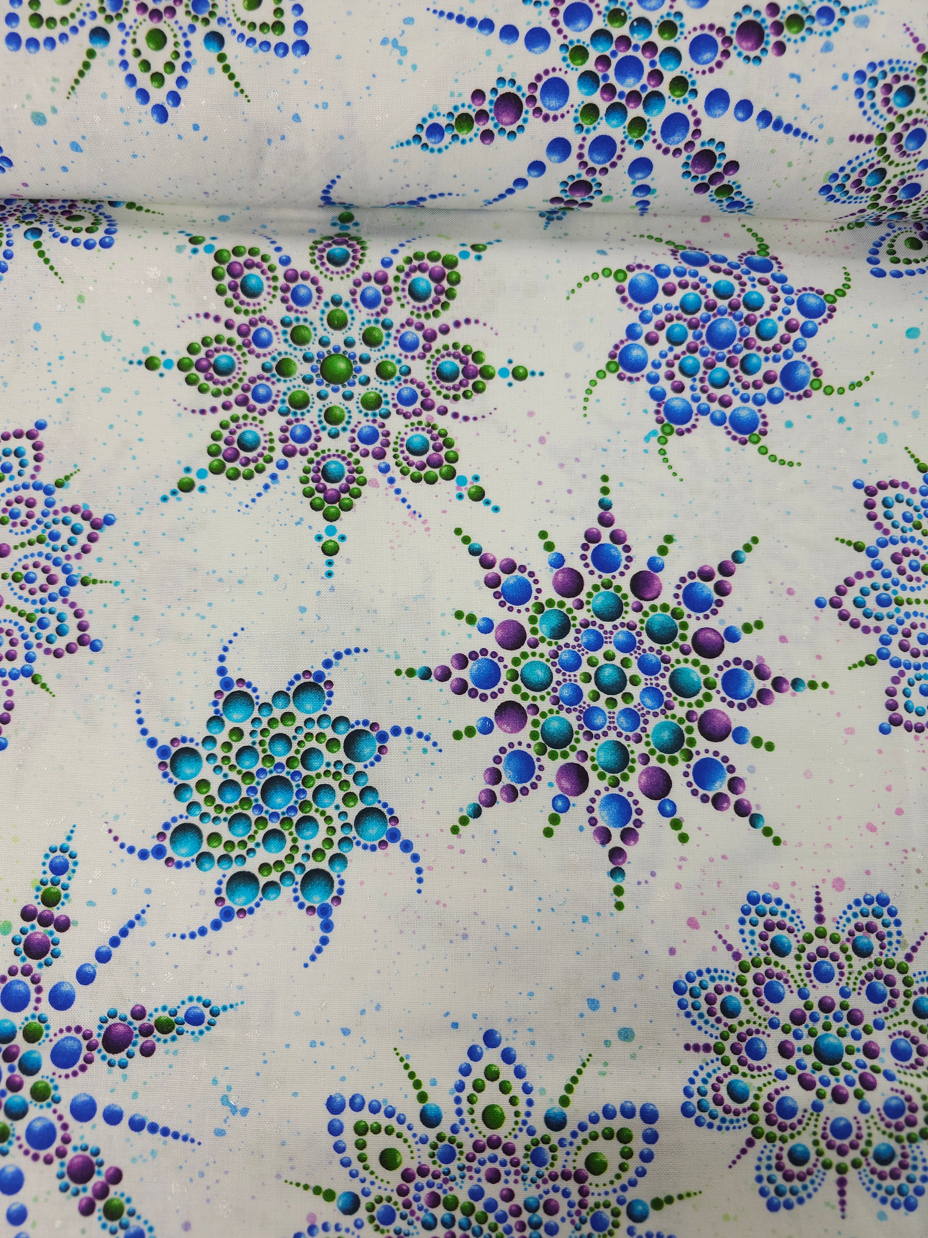 Blue/Purple Abstract Gem Flake 100% Cotton