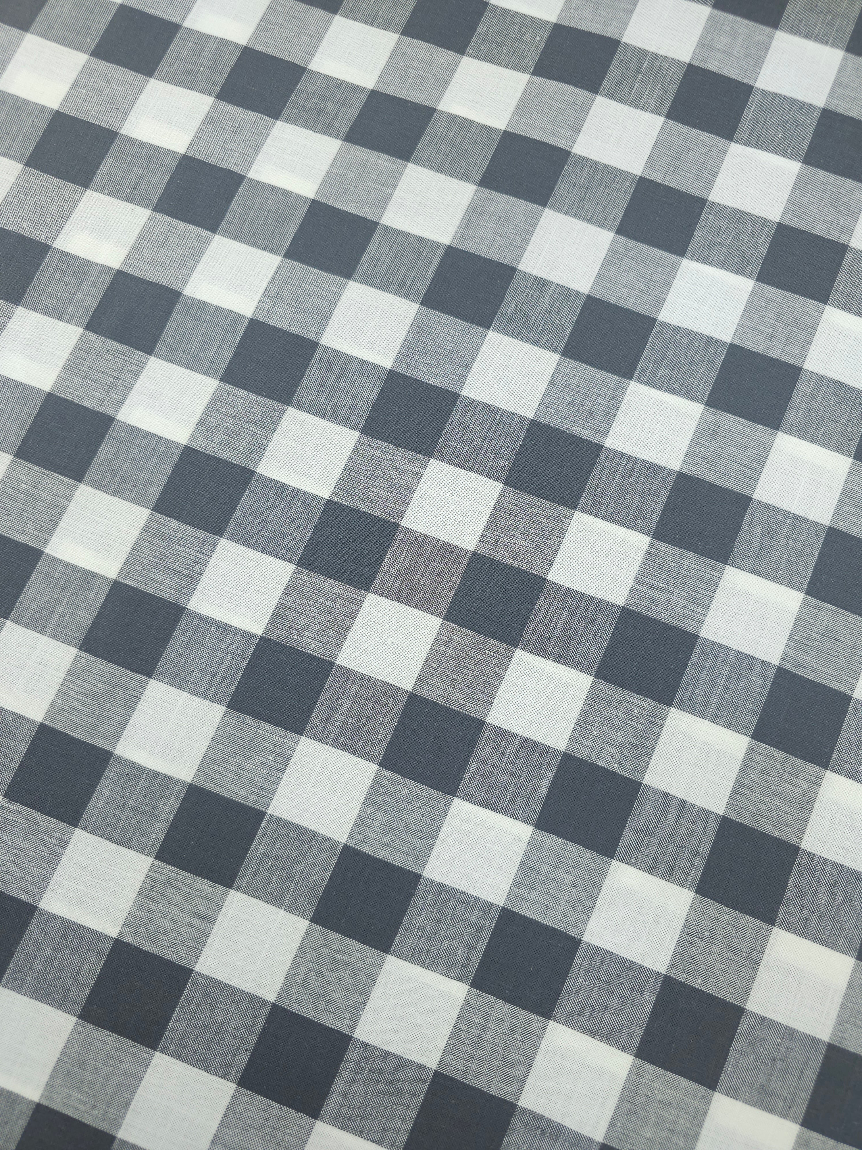 Ash Black Large Gingham 100% Cotton 90" *EXTRA WIDE*