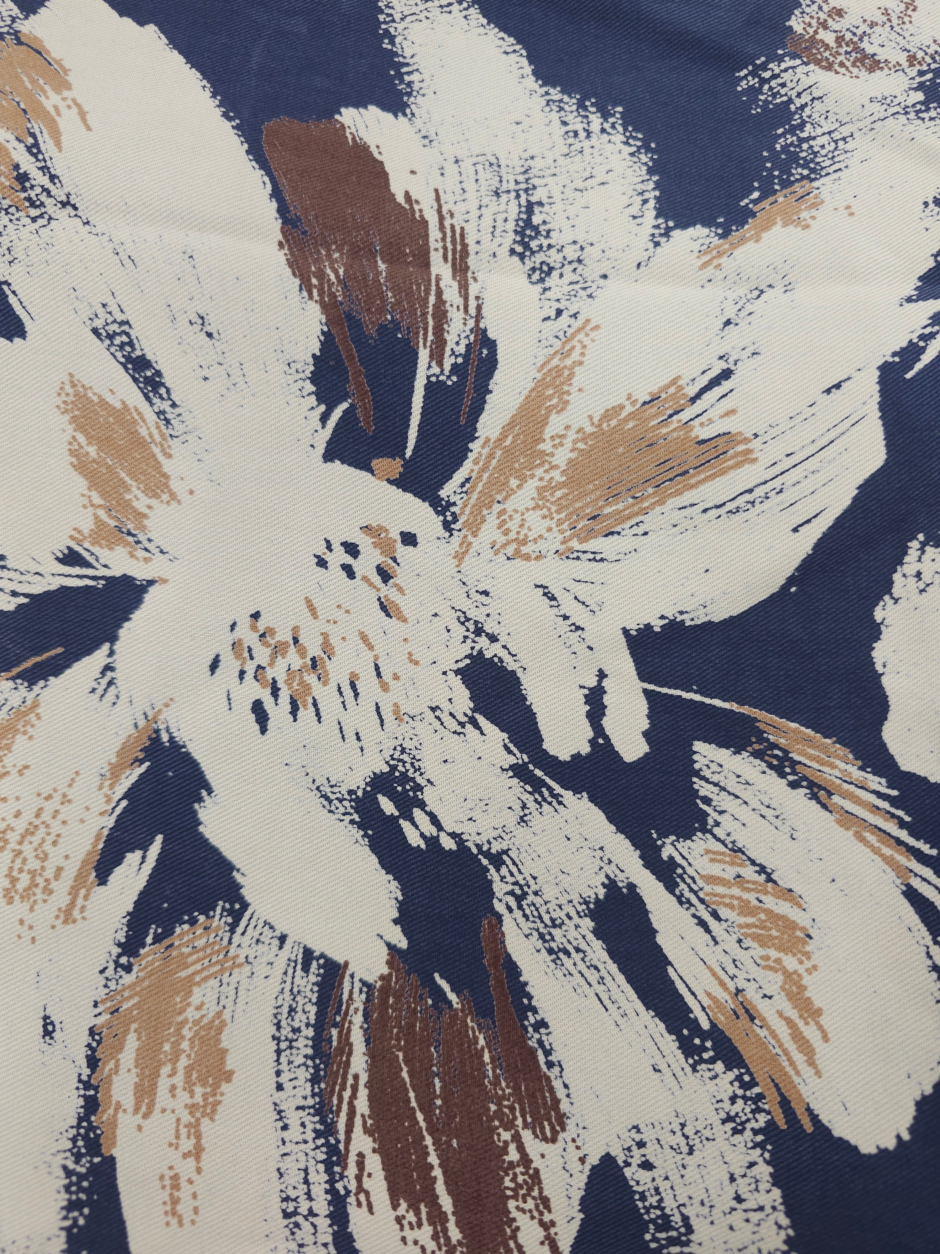 Navy illustrated flora Viscose- 2.4m