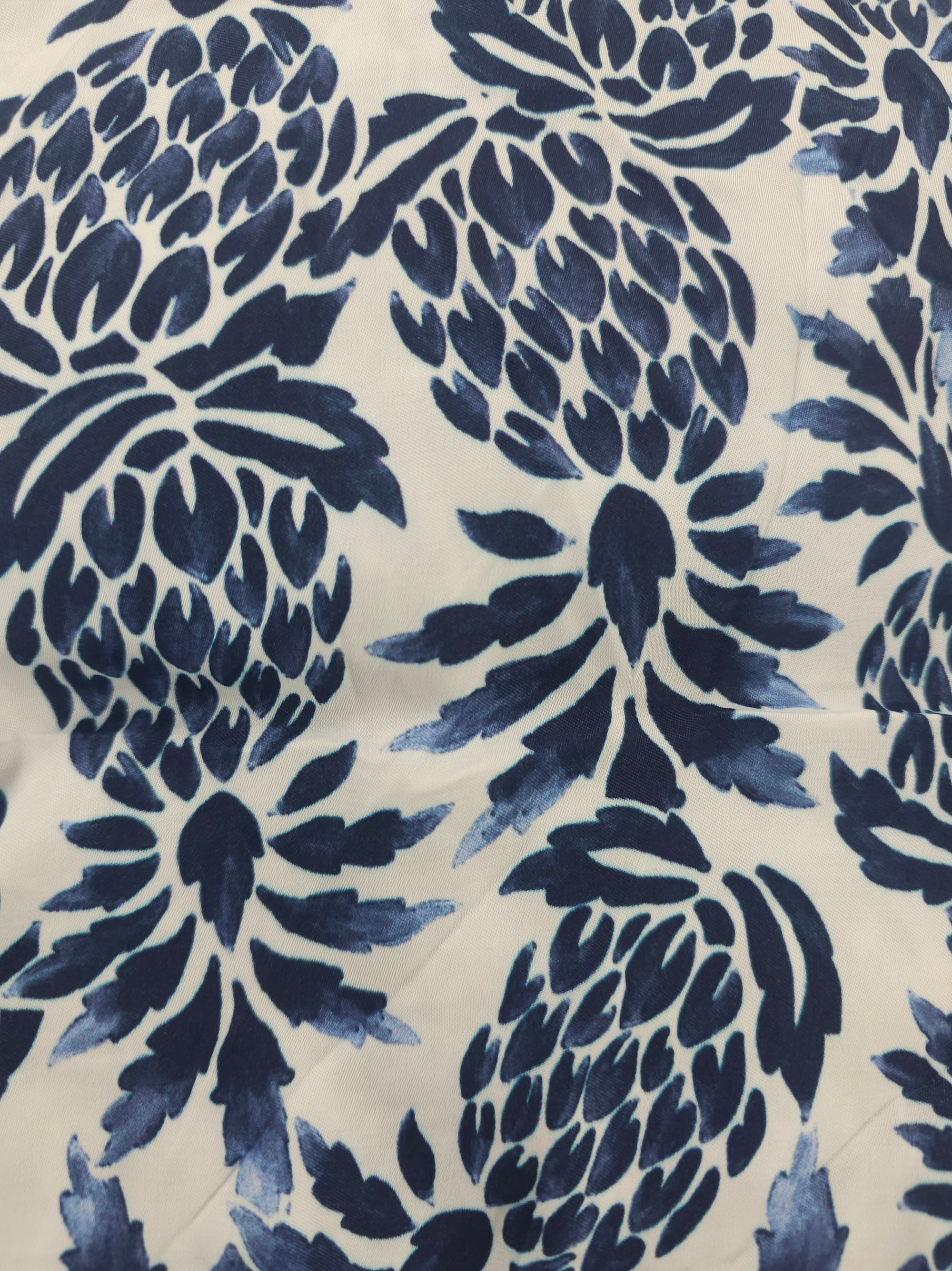 Blue pineapples Viscose sateen- 4.6m piece