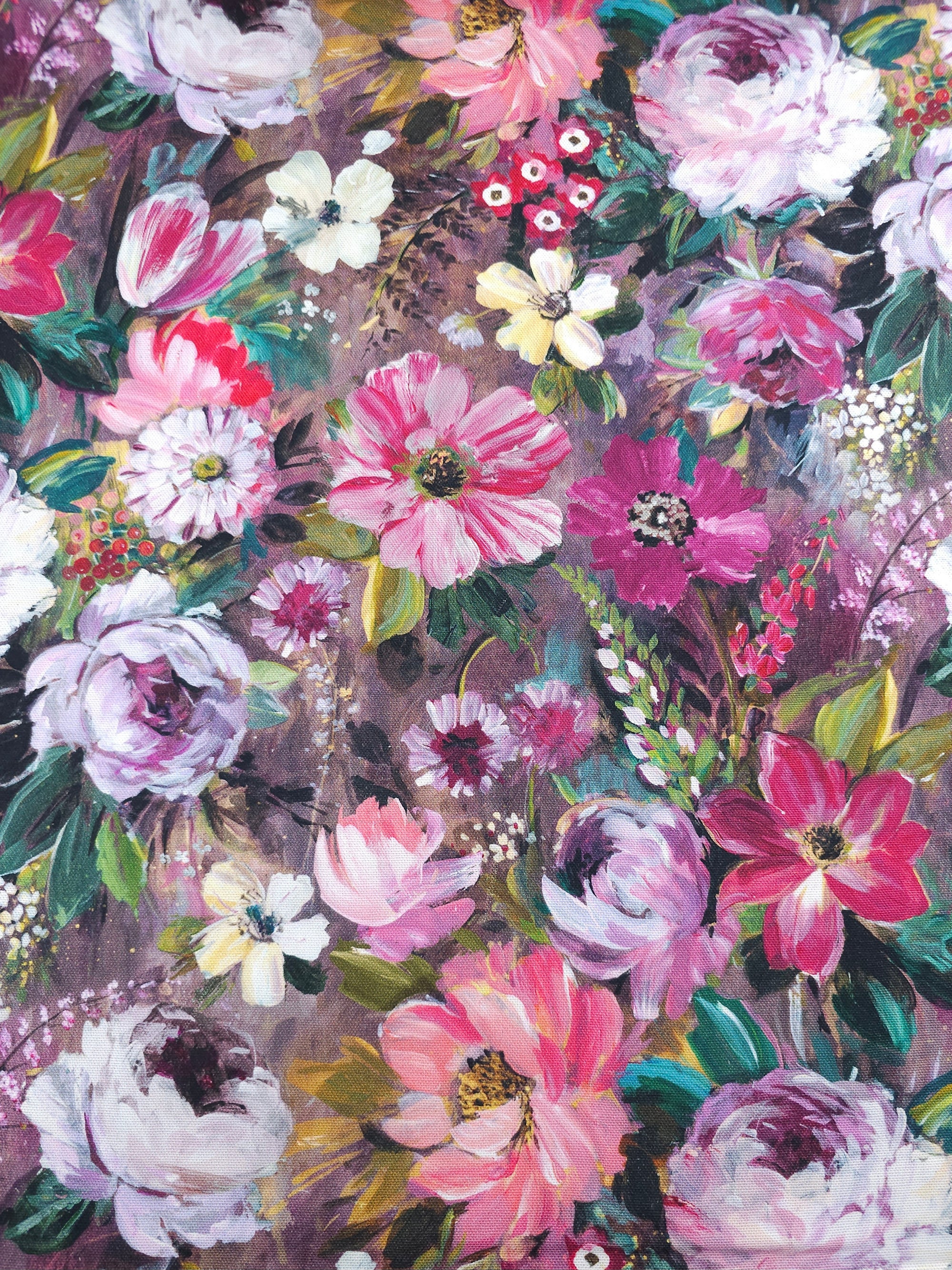 Mauve Floral Bloom Lightweight Canvas Cotton