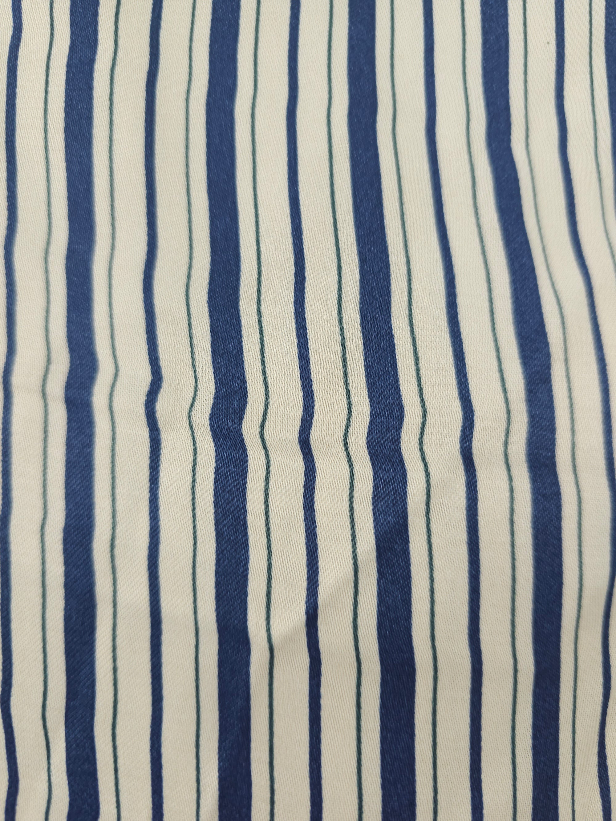 Blue varied stripe Viscose sateen- 2m piece