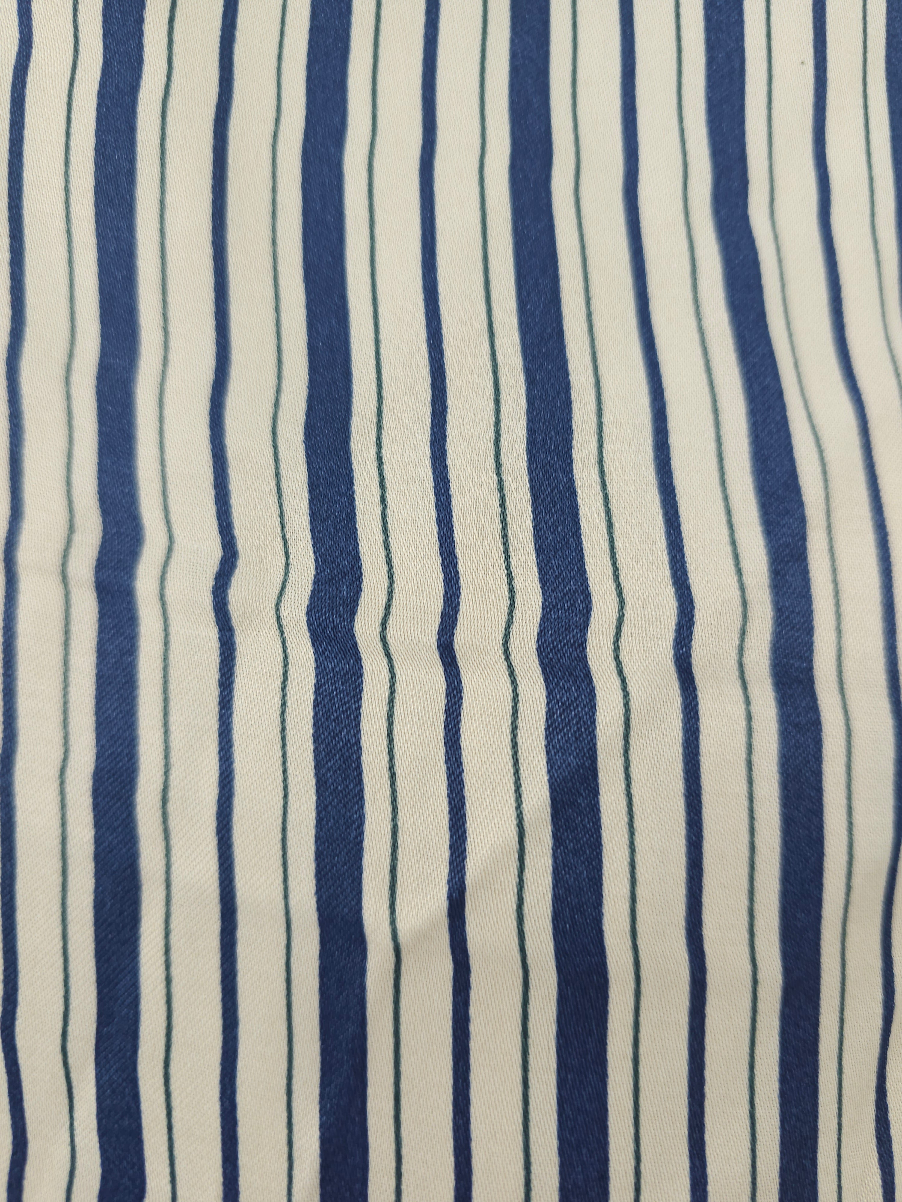 Blue varied stripe Viscose sateen- 1.8m piece