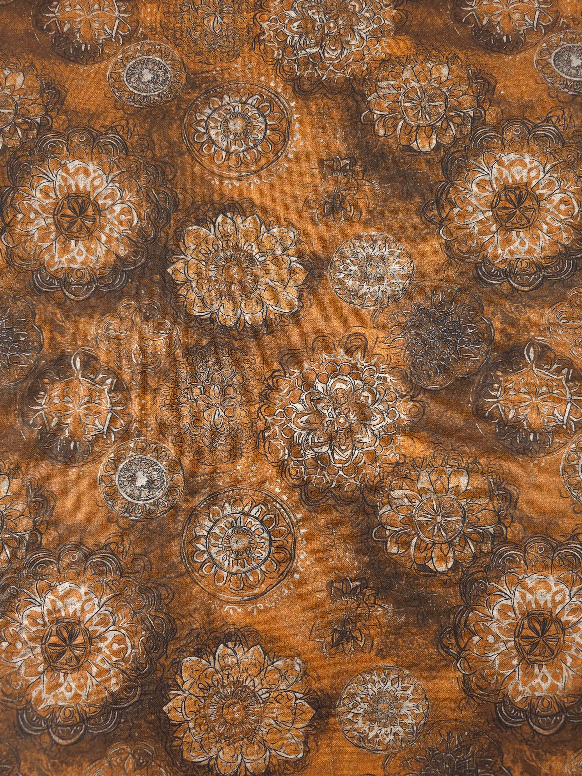 Brown Spiral Medallion 100% Cotton 106” *EXTRA WIDE*