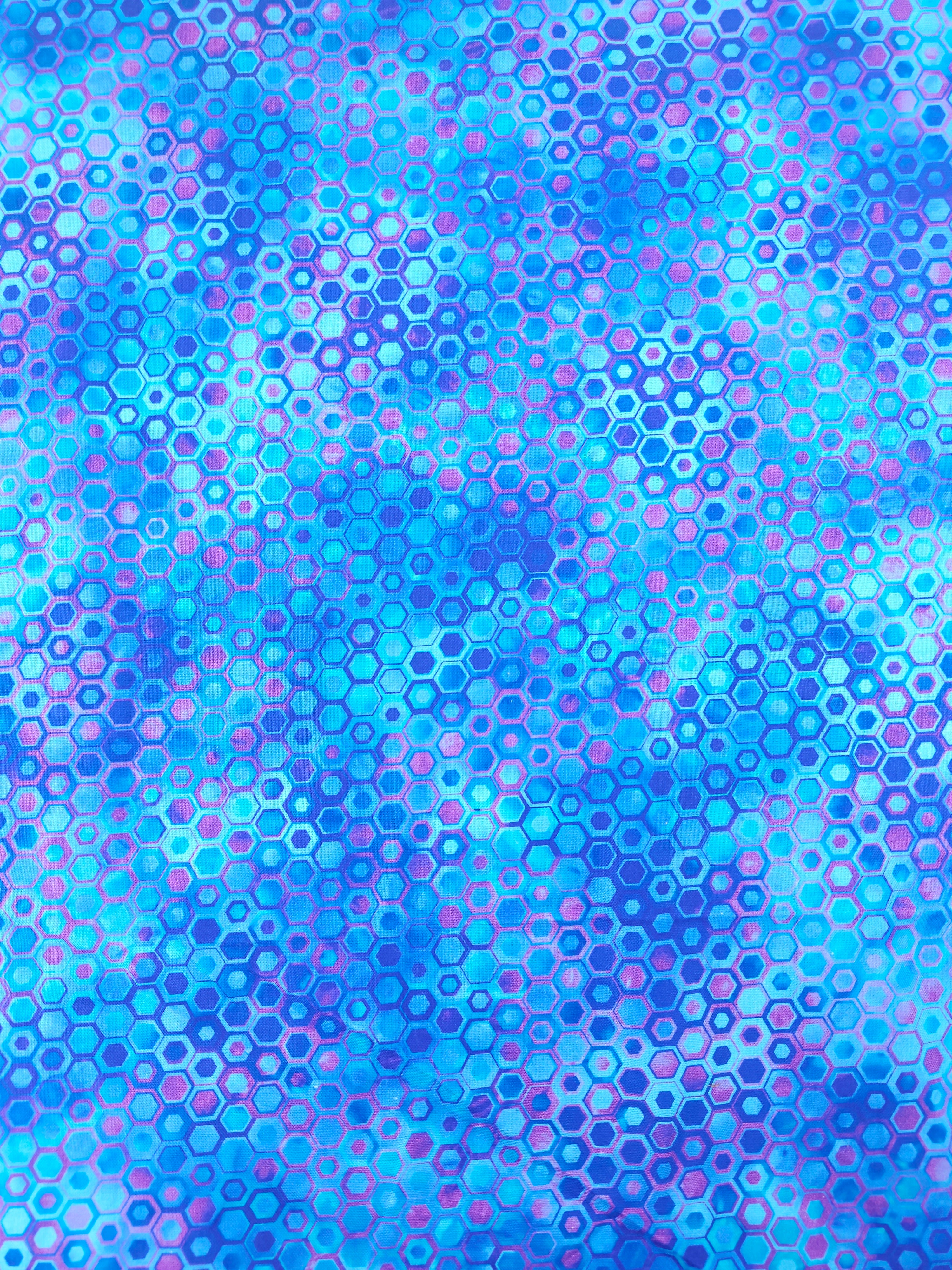 Blue Hexagon Phantasma 100% Cotton - Robert Kaufman