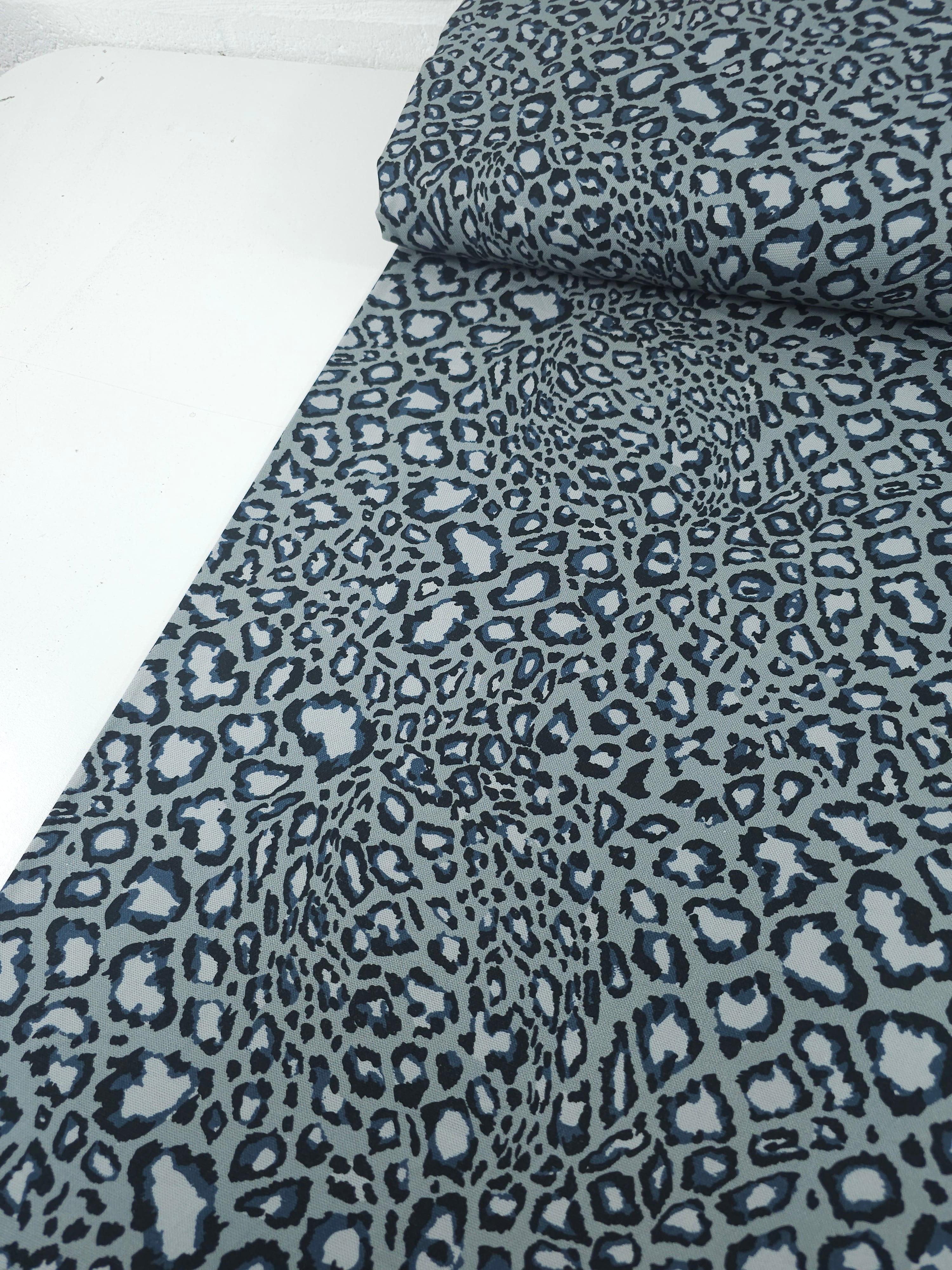 Bluey Grey Irregular Leopard Canvas Cotton